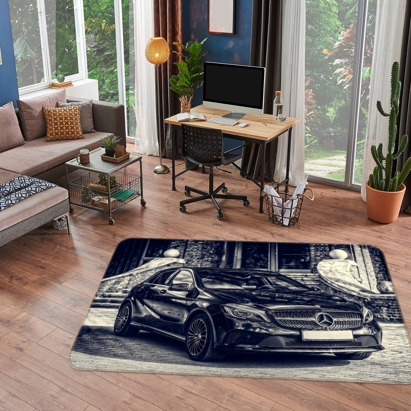 3D Black Car 42006 Vehicle Non Slip Rug Mat