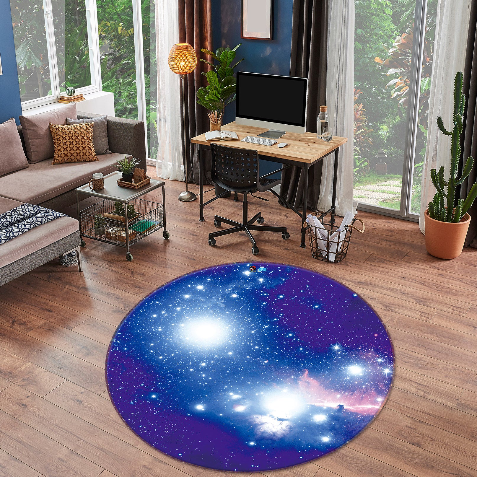 3D Starlight Starry Sky 74103 Round Non Slip Rug Mat