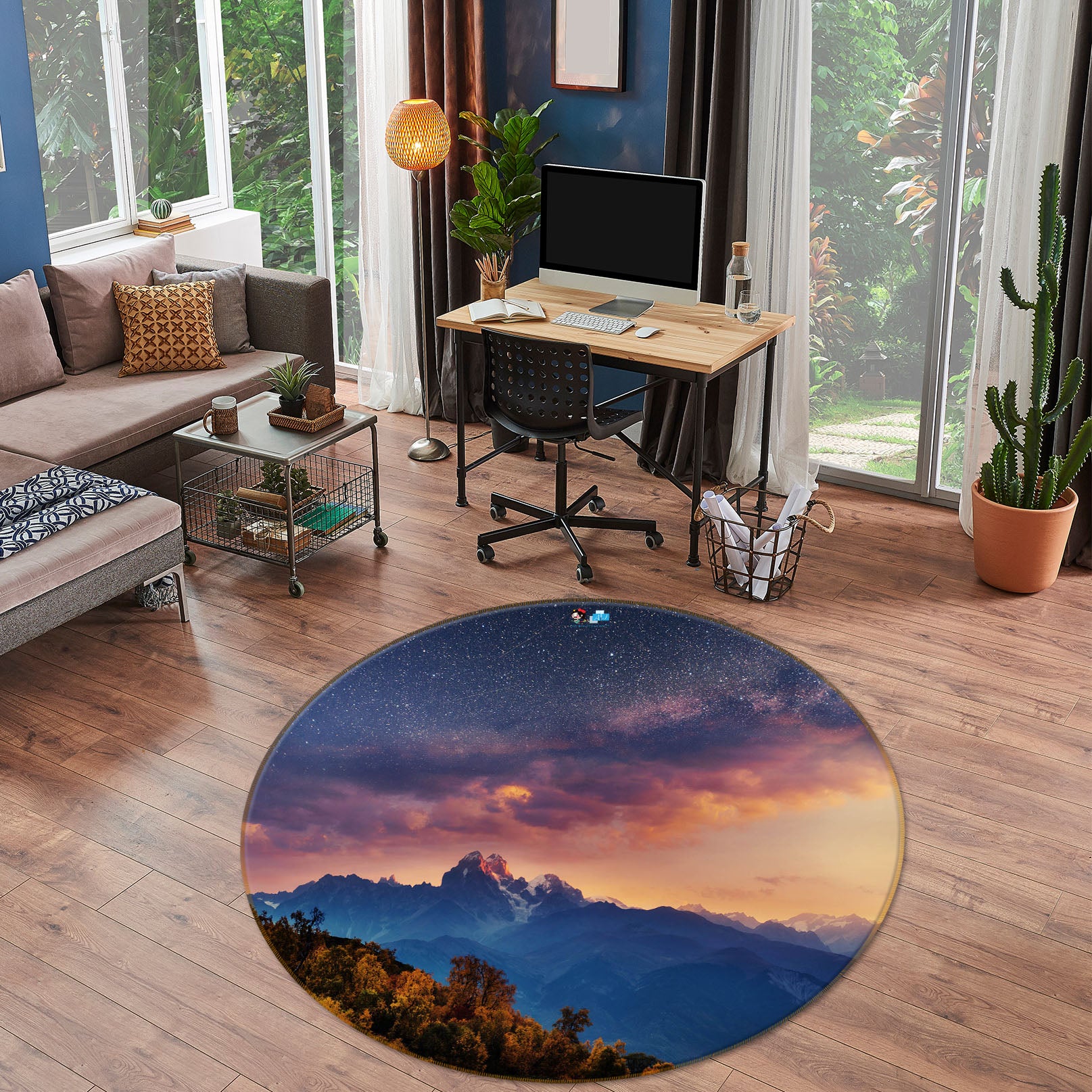 3D Mountains 75102 Round Non Slip Rug Mat