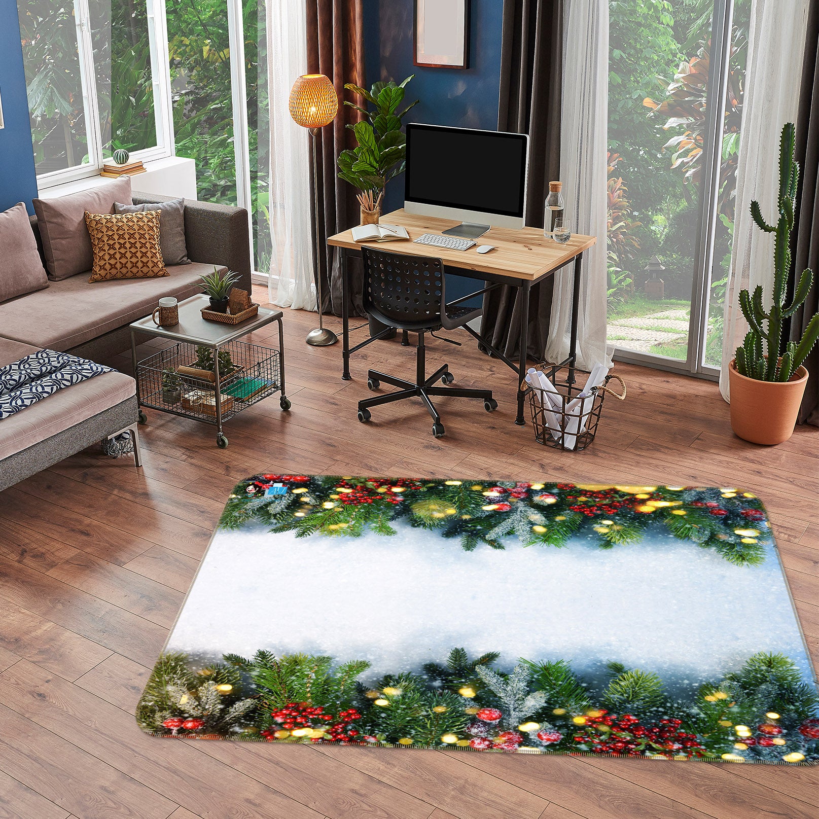 3D Branch Pendant 55083 Christmas Non Slip Rug Mat Xmas
