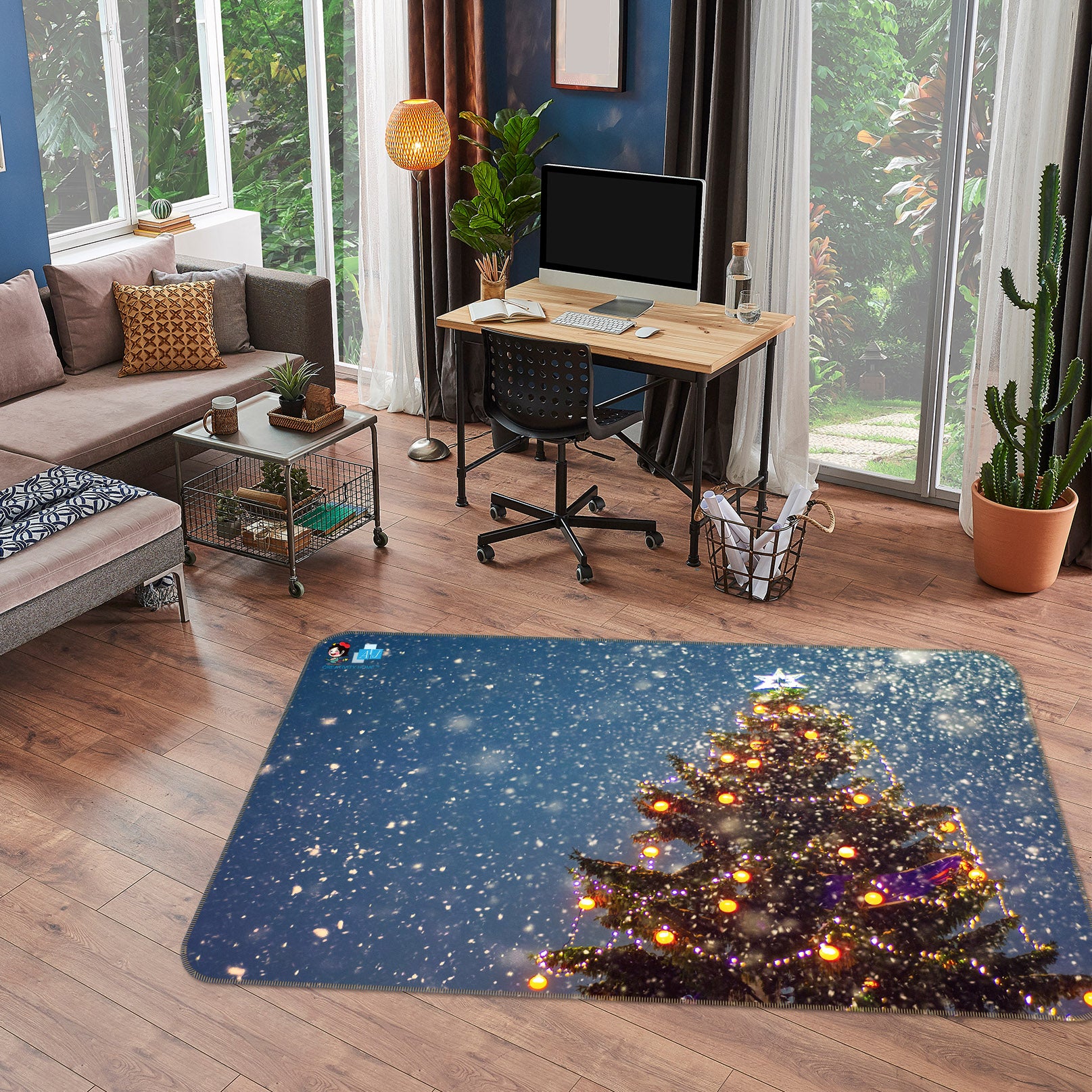 3D Snow Tree 55098 Christmas Non Slip Rug Mat Xmas