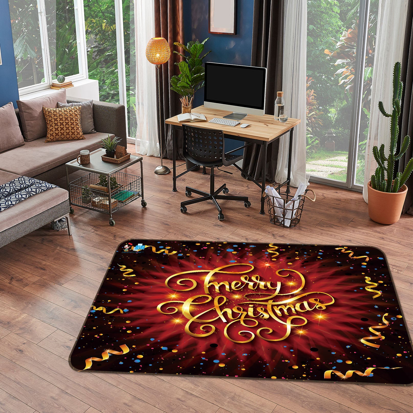 3D Golden Letters 55112 Christmas Non Slip Rug Mat Xmas