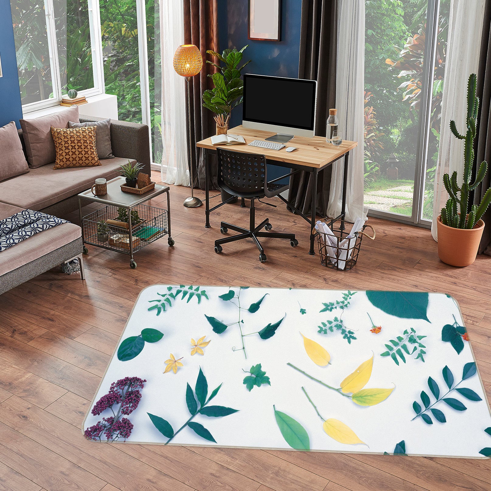 3D Leaf Pattern 75263 Non Slip Rug Mat