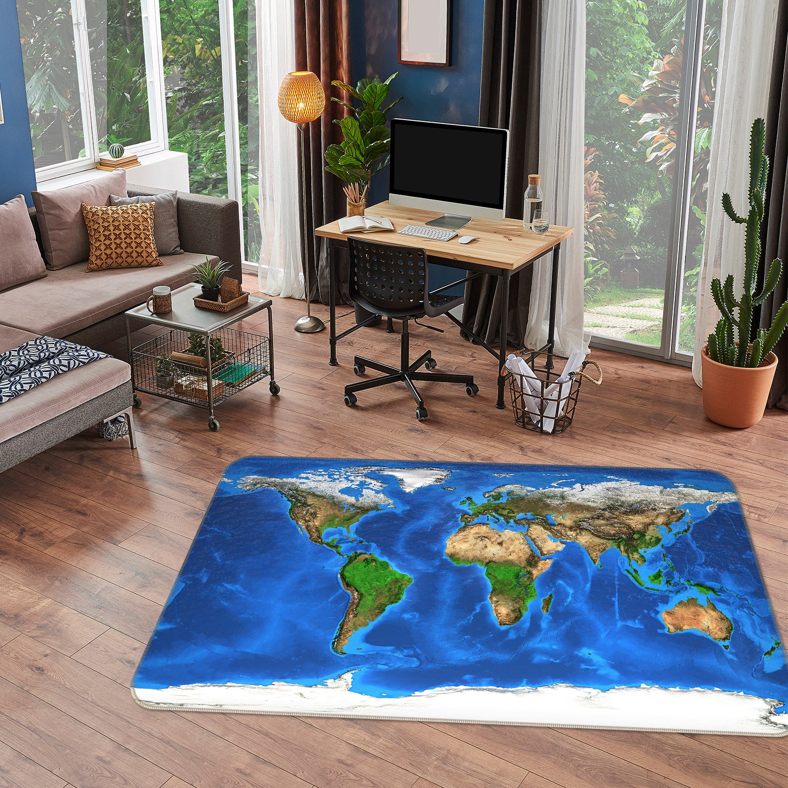 3D Green Island 268 World Map Non Slip Rug Mat