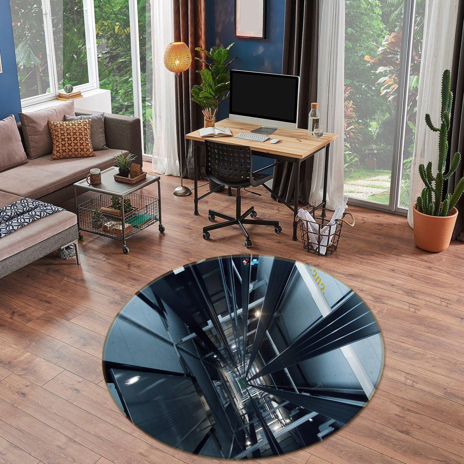 3D Elevator 74018 Round Non Slip Rug Mat