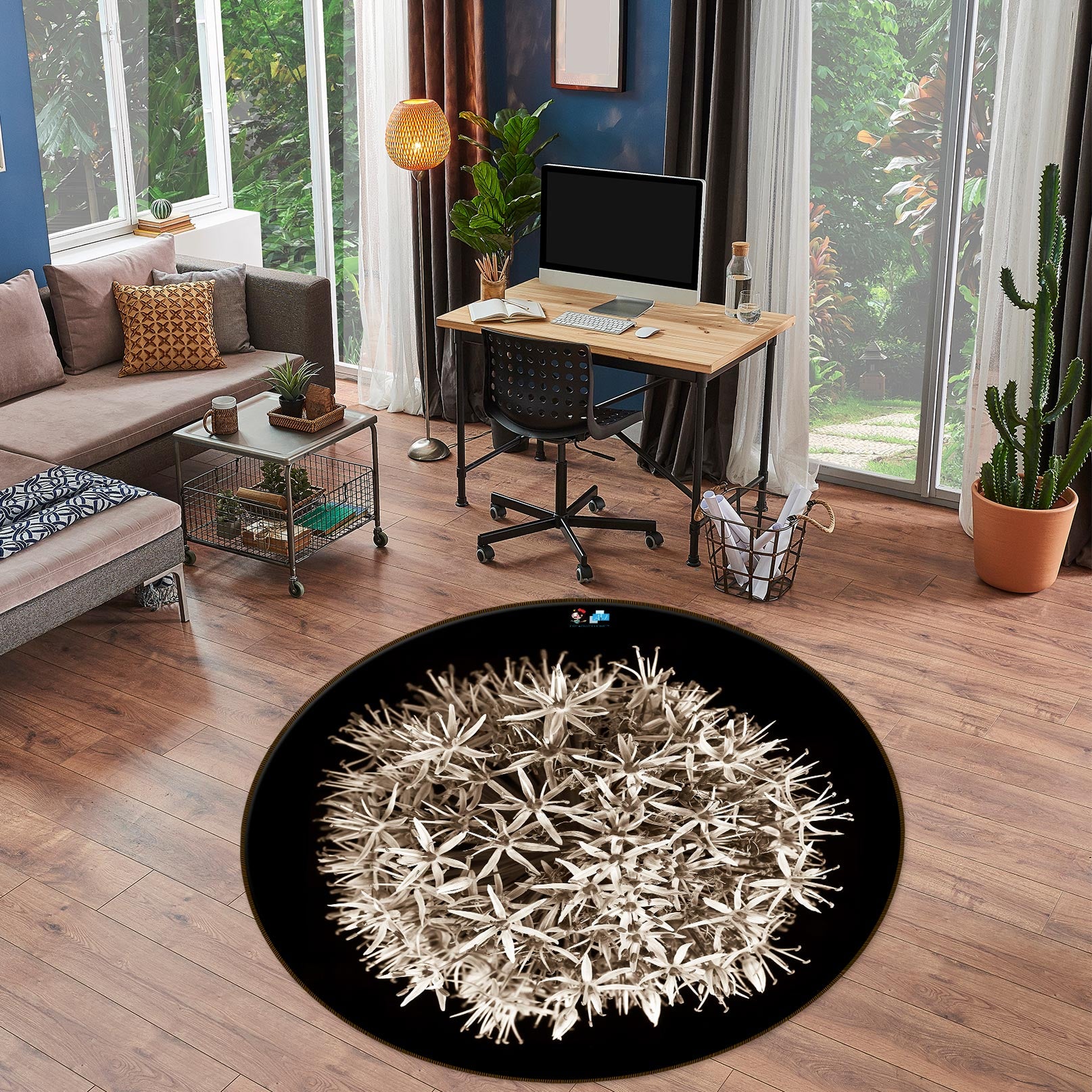 3D Dandelion Petal 7601 Assaf Frank Rug Round Non Slip Rug Mat