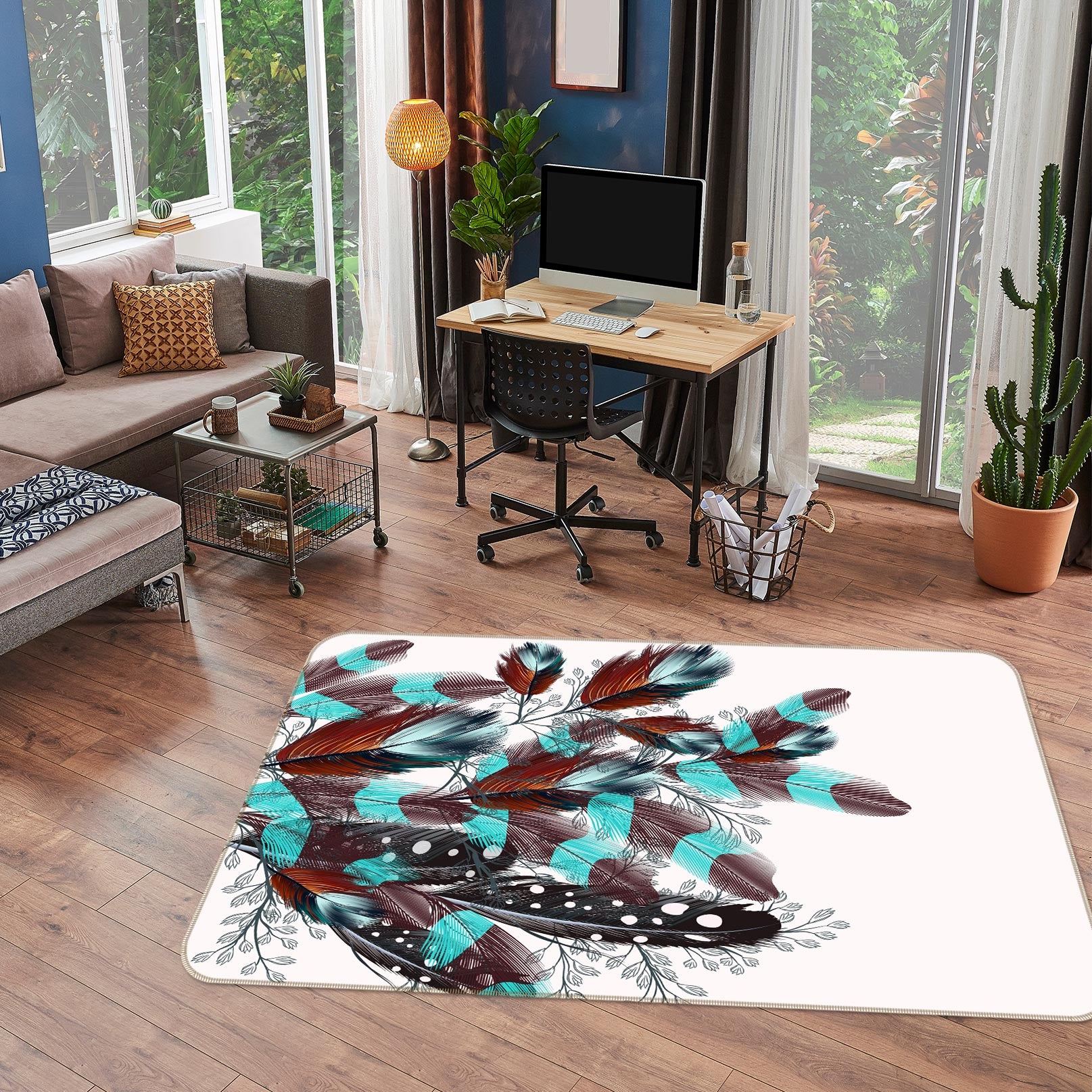 3D Feather 37083 Non Slip Rug Mat