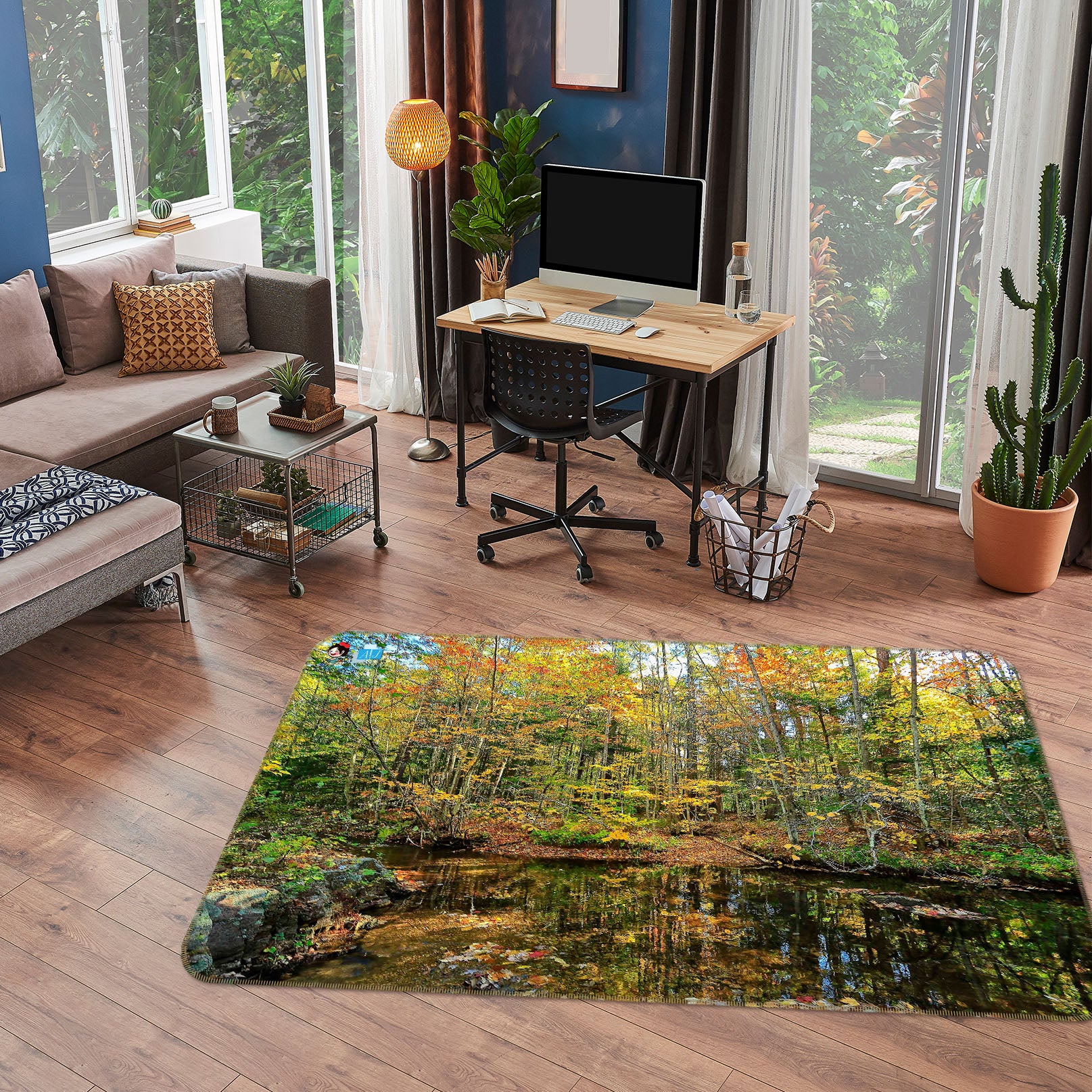 3D Pond Reflections 62057 Kathy Barefield Rug Non Slip Rug Mat