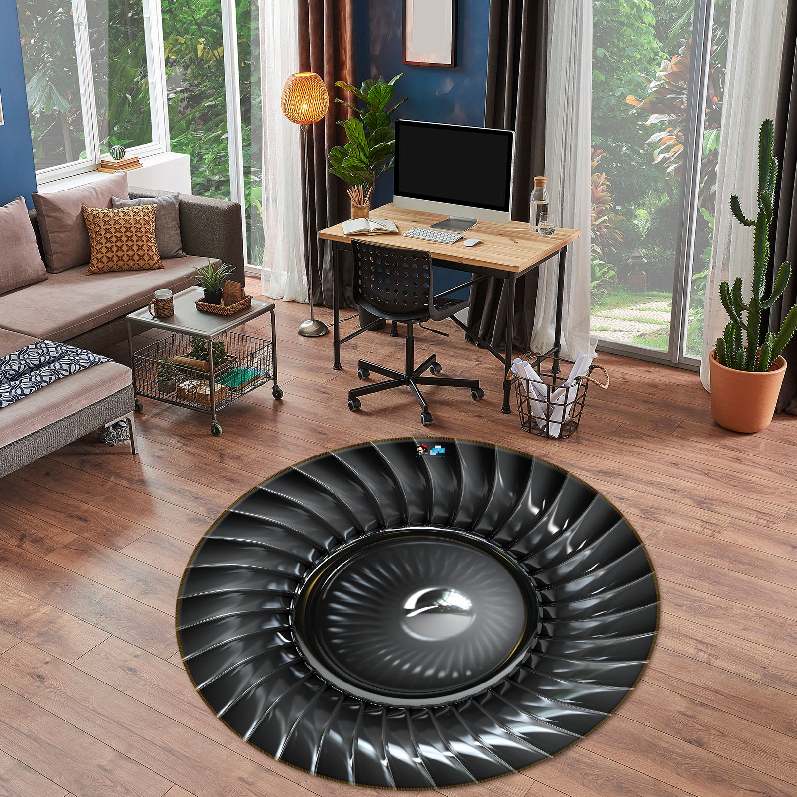 3D Spiral Staircase 74139 Round Non Slip Rug Mat