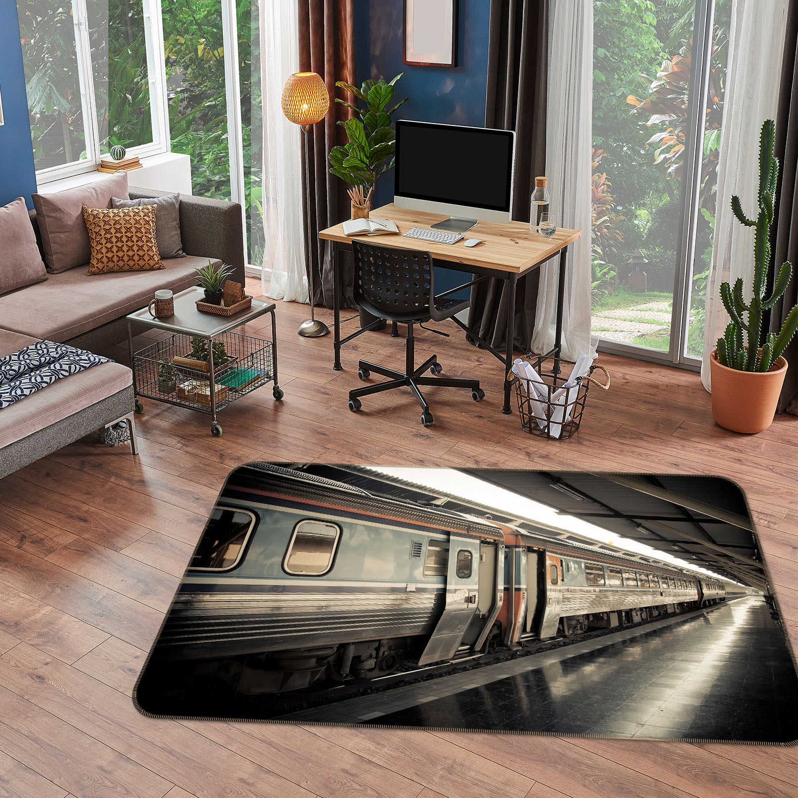 3D Railway Station 42101 Vehicle Non Slip Rug Mat