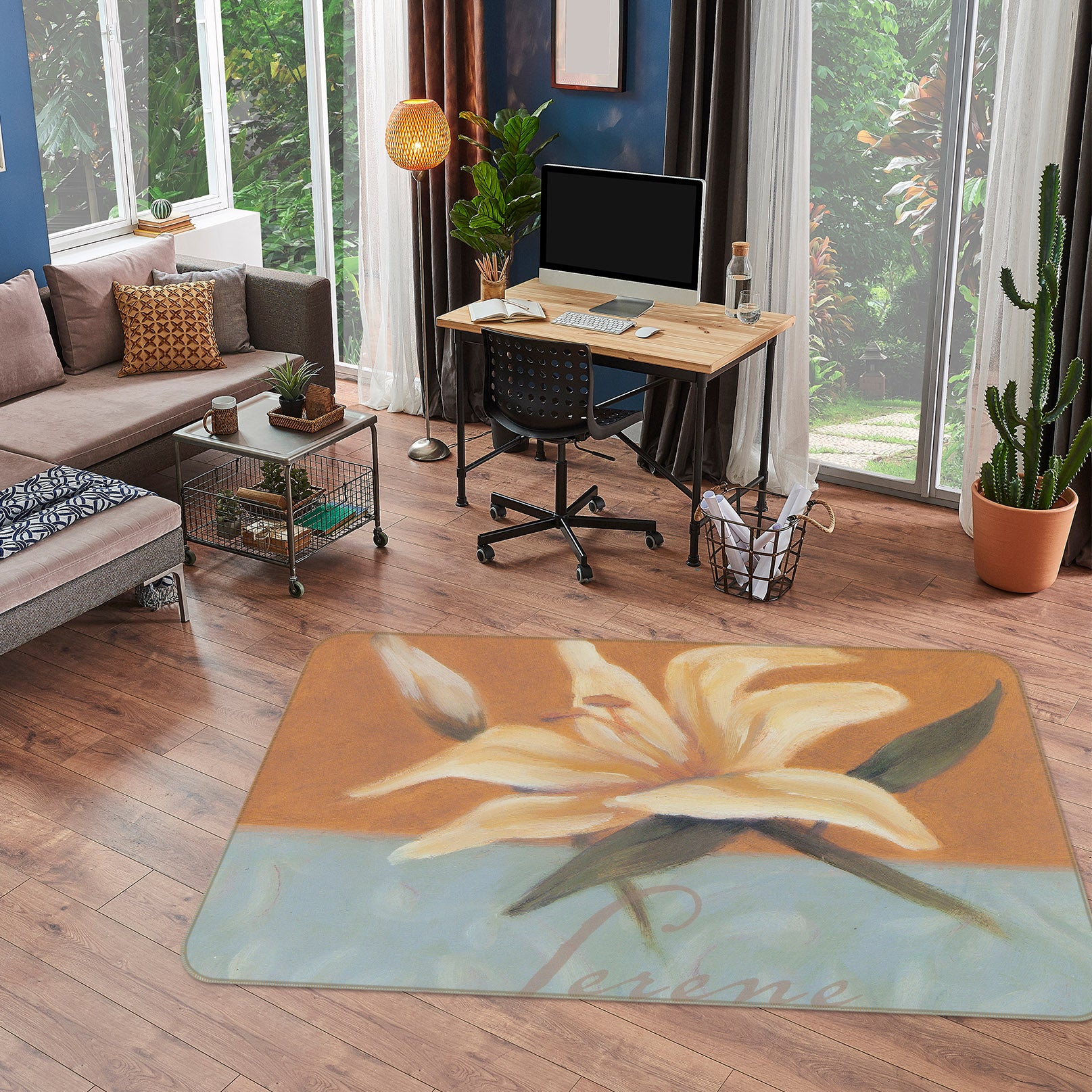 3D Lily Flowers 32082 Non Slip Rug Mat