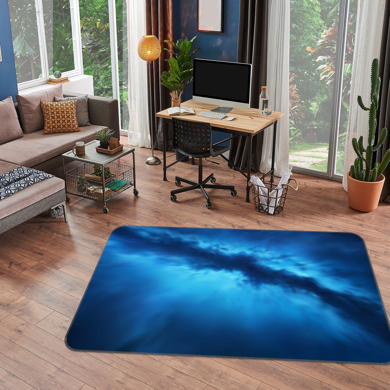 3D Blue Clouds 31179 Non Slip Rug Mat