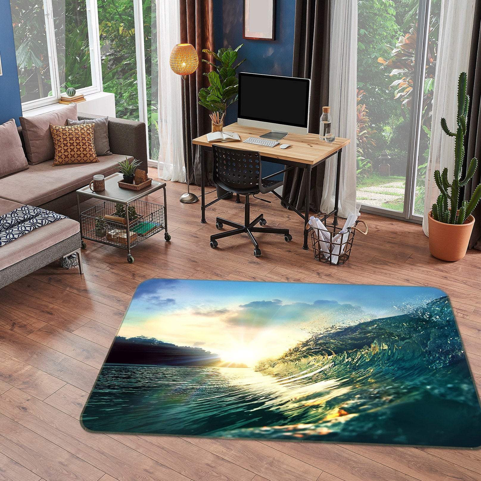 3D Waves Seawater 36027 Non Slip Rug Mat