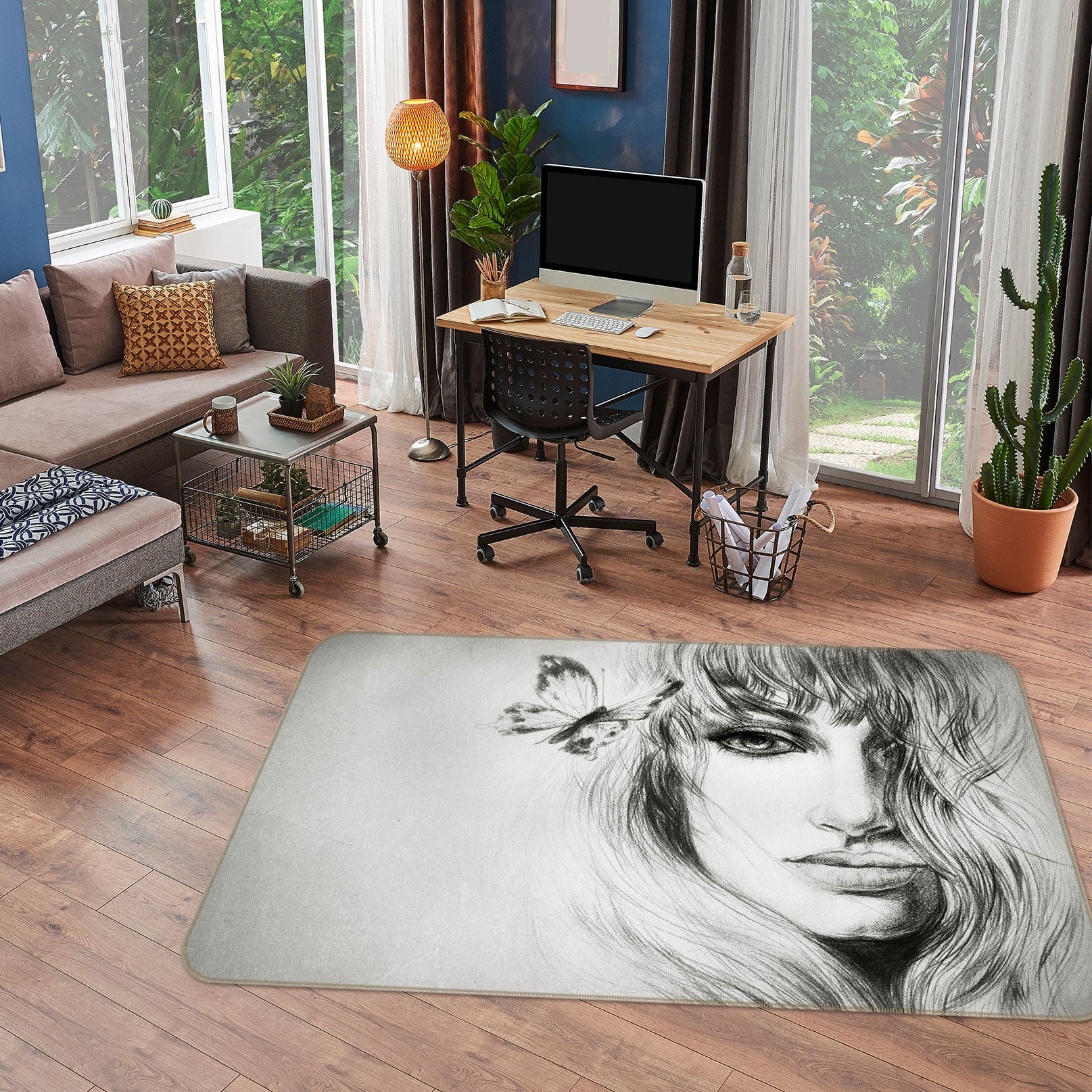 3D Butterfly Model 1006 Non Slip Rug Mat