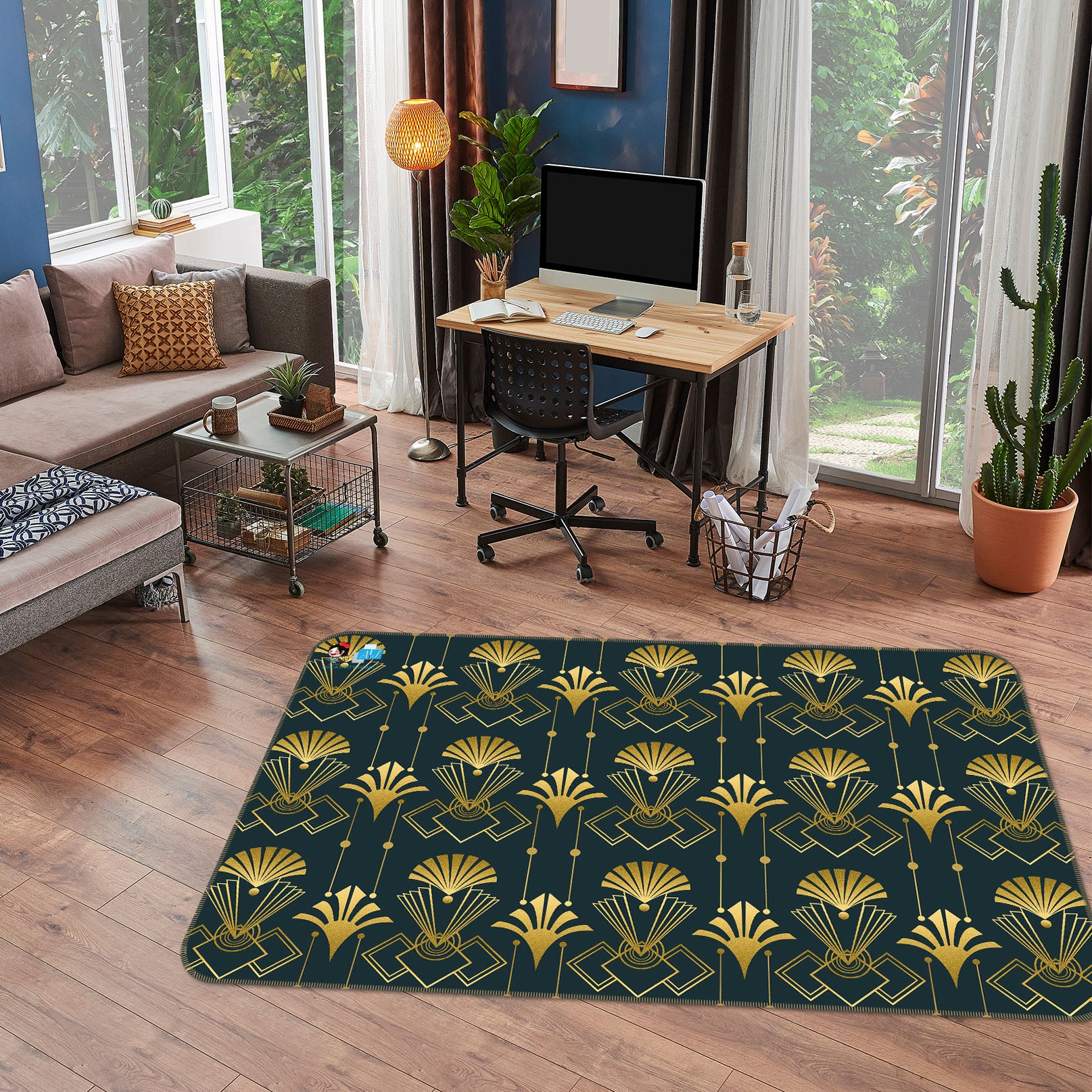 3D Golden Fan Pattern 83007 Andrea haase Rug Non Slip Rug Mat