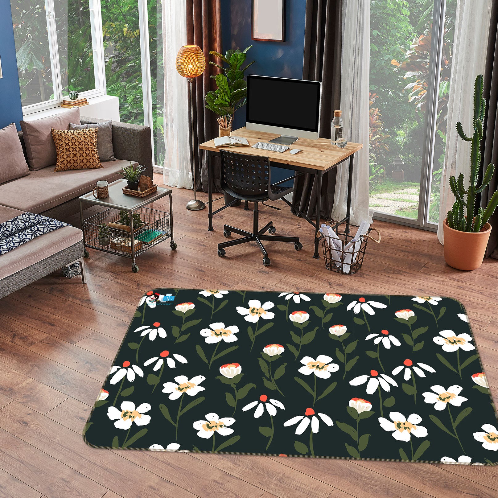 3D Flower Bud Petal Pattern 10773 Kashmira Jayaprakash Rug Non Slip Rug Mat