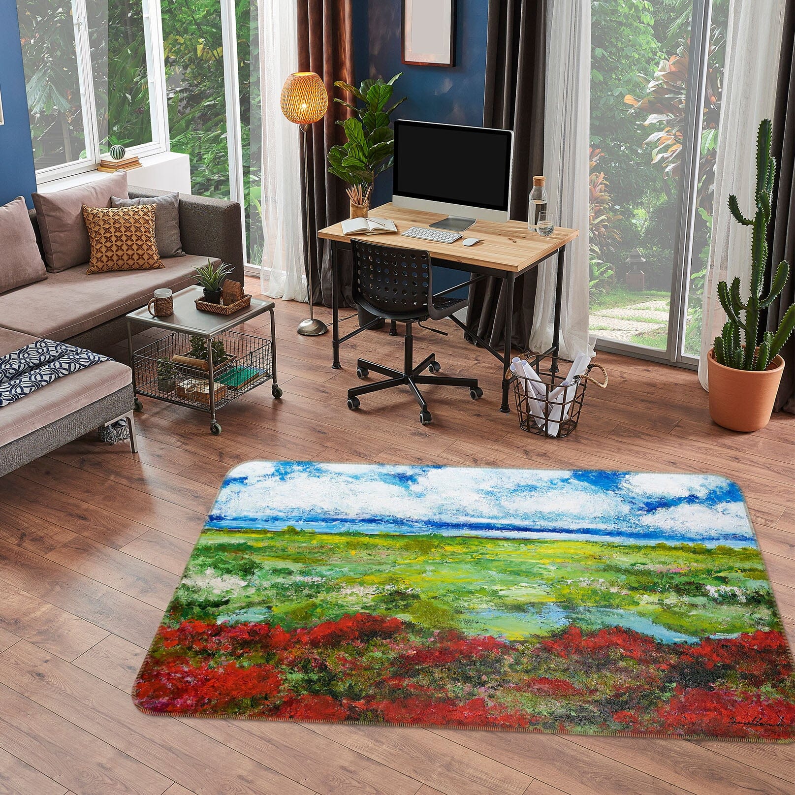 3D Flowers Lake 1101 Allan P. Friedlander Rug Non Slip Rug Mat Mat AJ Creativity Home 
