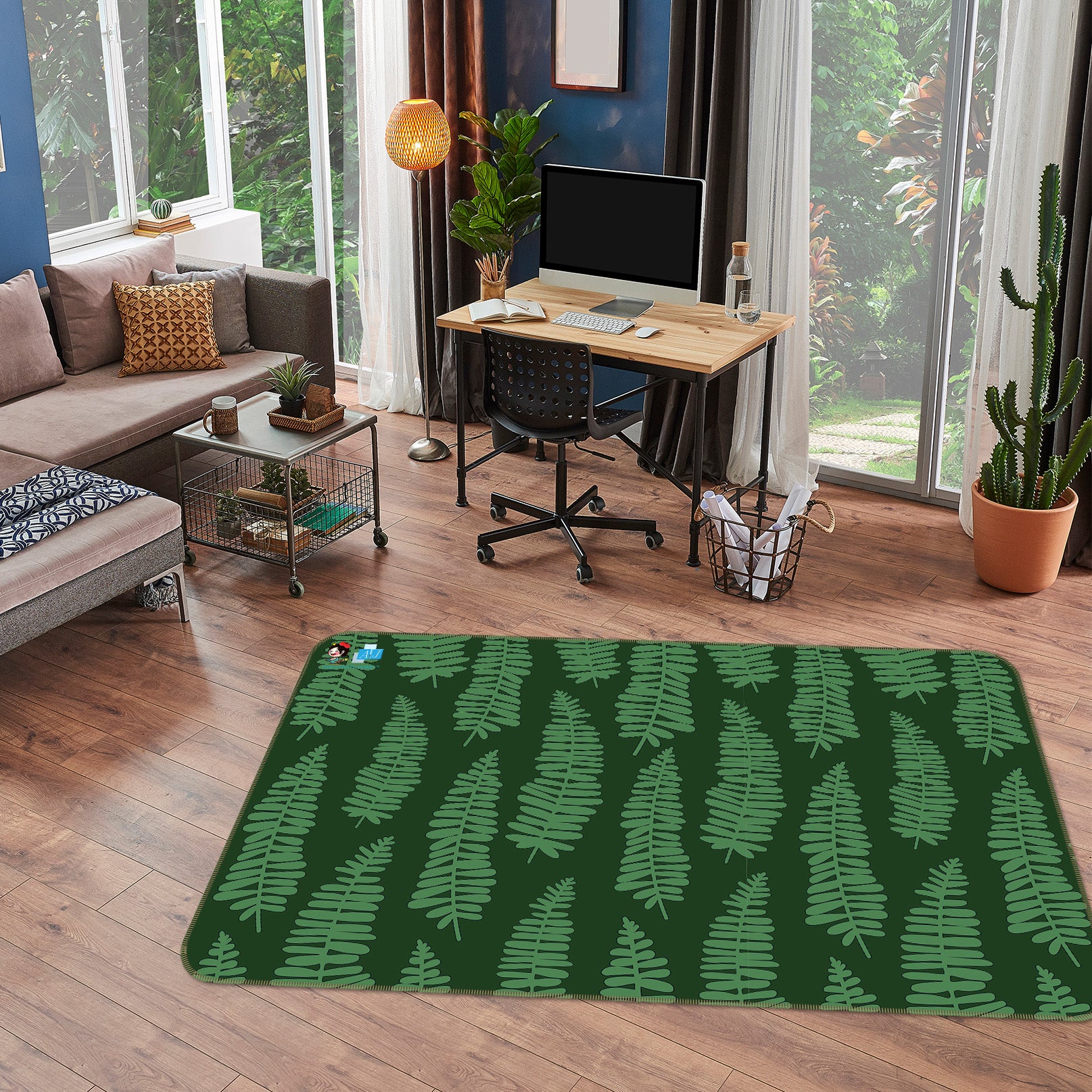 3D Green Leaves 10790 Kashmira Jayaprakash Rug Non Slip Rug Mat