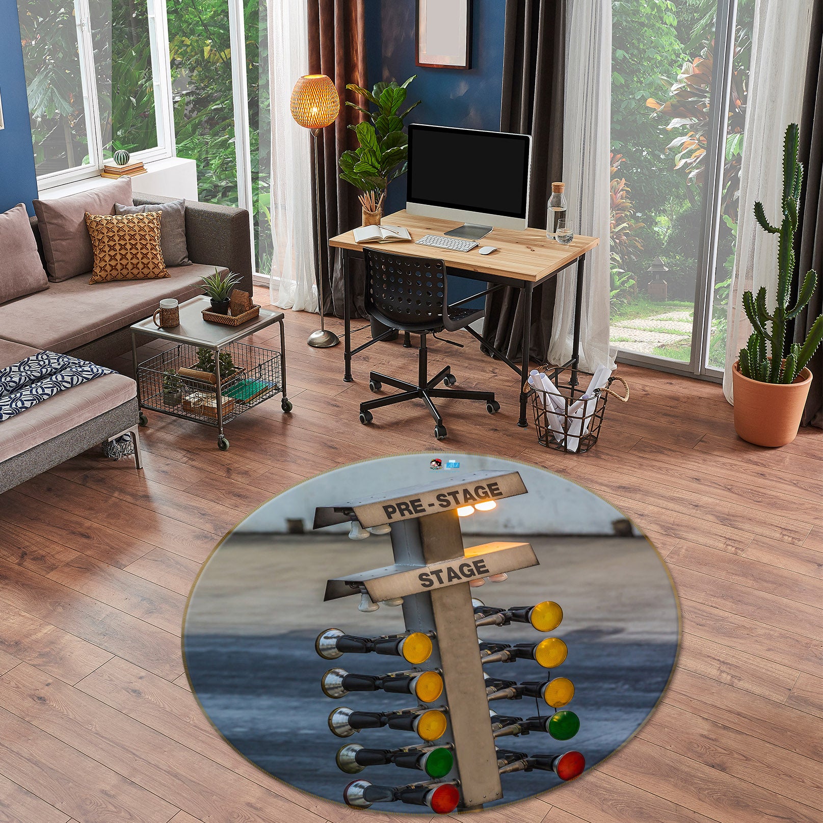 3D Street Sign 74197 Round Non Slip Rug Mat
