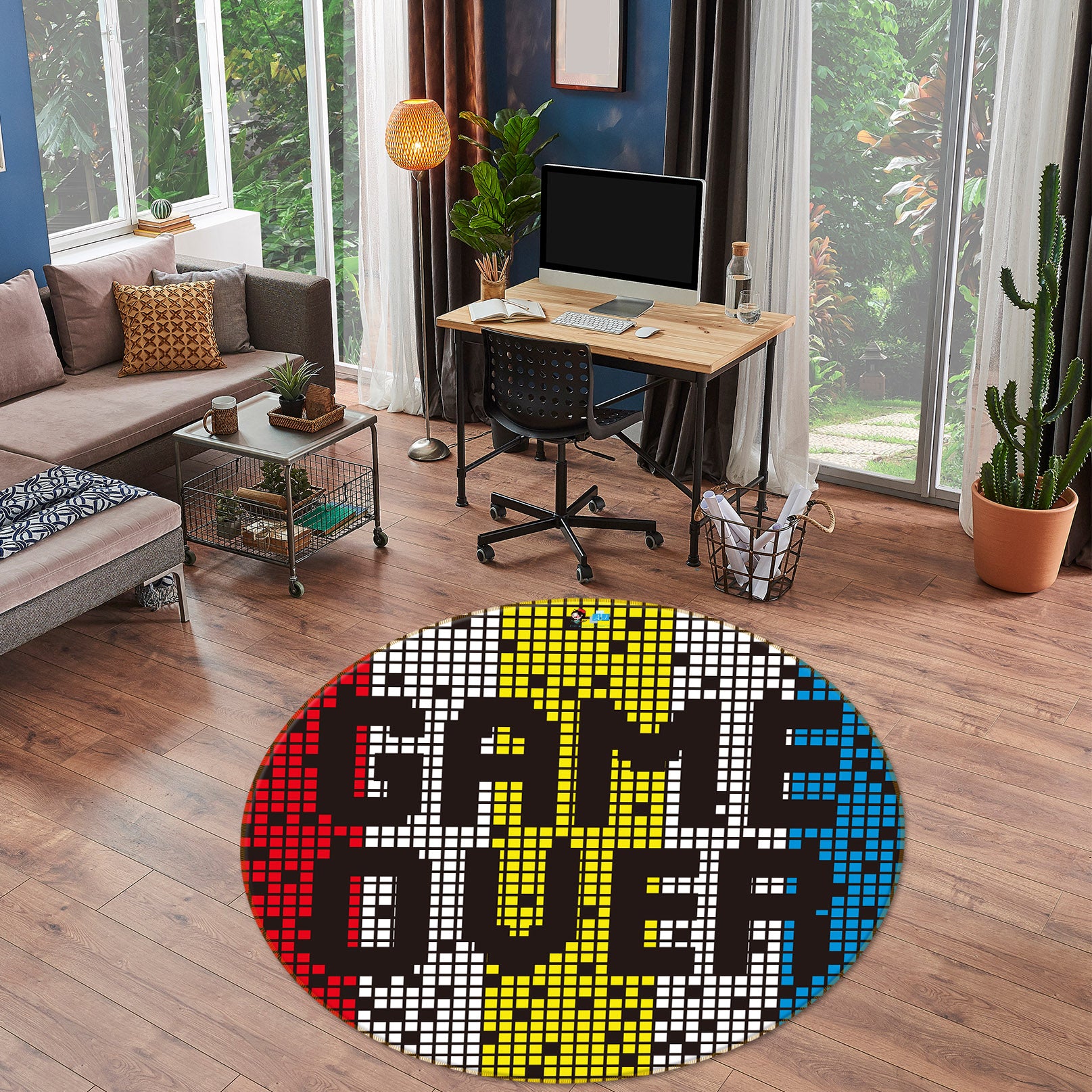 3D Game Over 74258 Round Non Slip Rug Mat