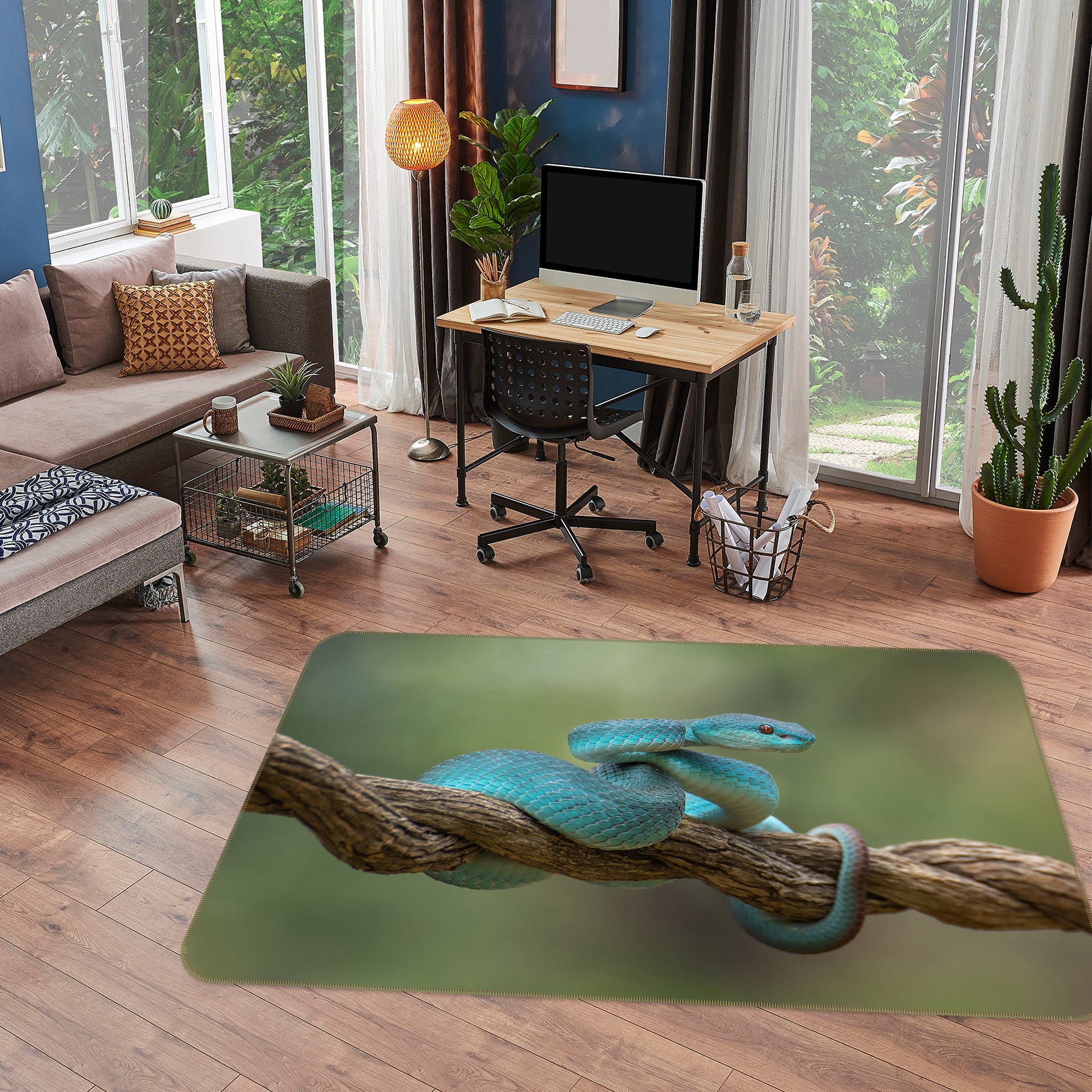 3D Little Green Snake 30013 Non Slip Rug Mat