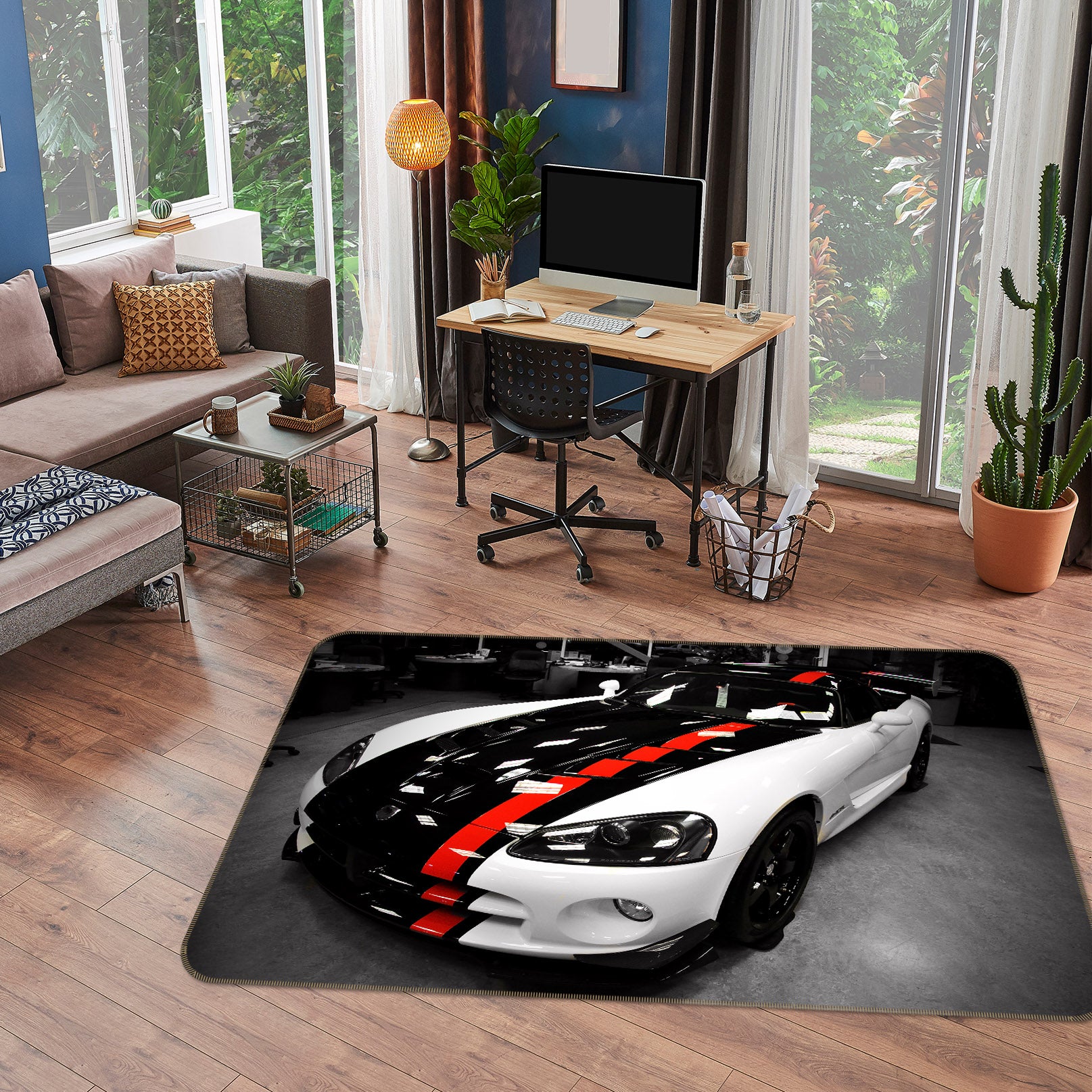3D Red Black White Car 38220 Vehicle Non Slip Rug Mat
