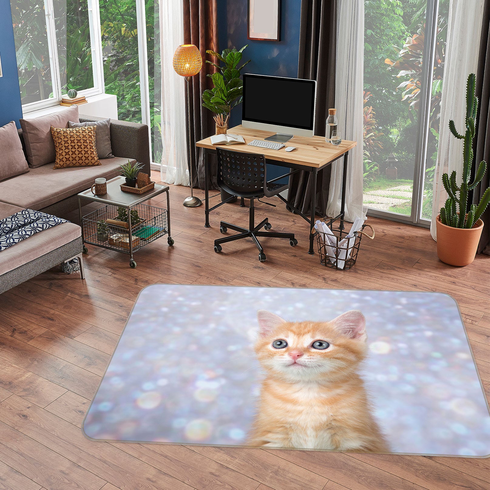 3D Little Orange Cat 37086 Non Slip Rug Mat