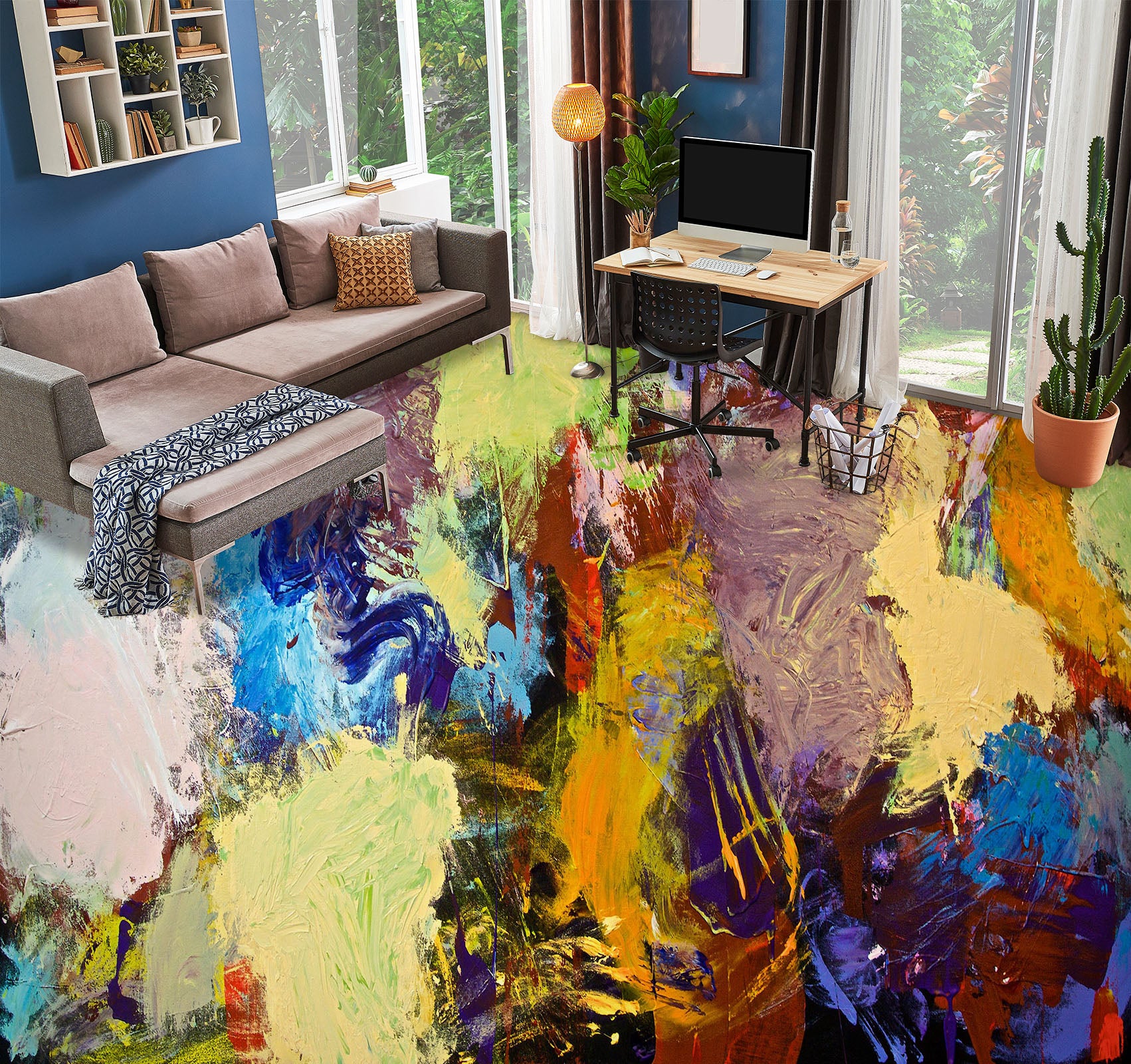 3D Pigment Color Block Pattern 9930 Allan P. Friedlander Floor Mural