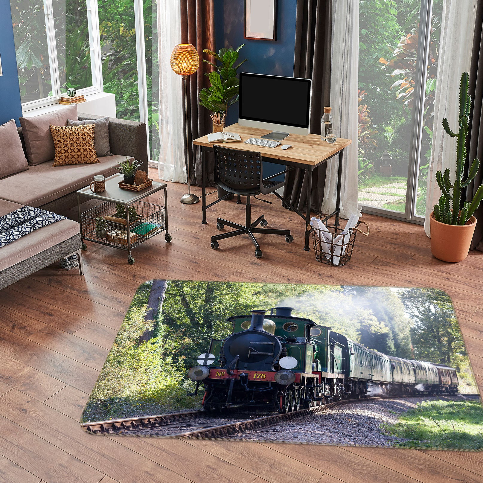 3D Train Tree 68097 Vehicle Non Slip Rug Mat