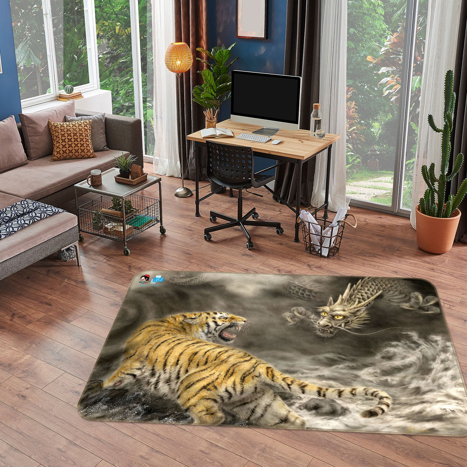 3D Dragon Tiger 5718 Kayomi Harai Rug Non Slip Rug Mat