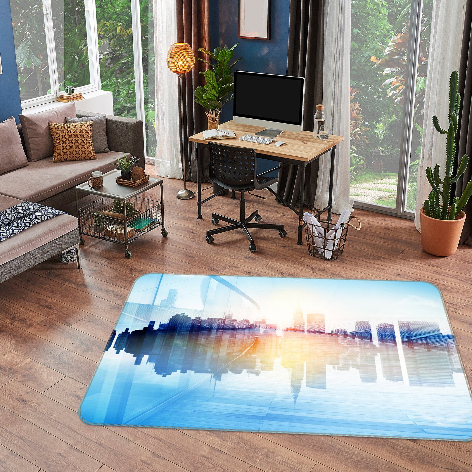 3D Building Reflection 77100 Non Slip Rug Mat