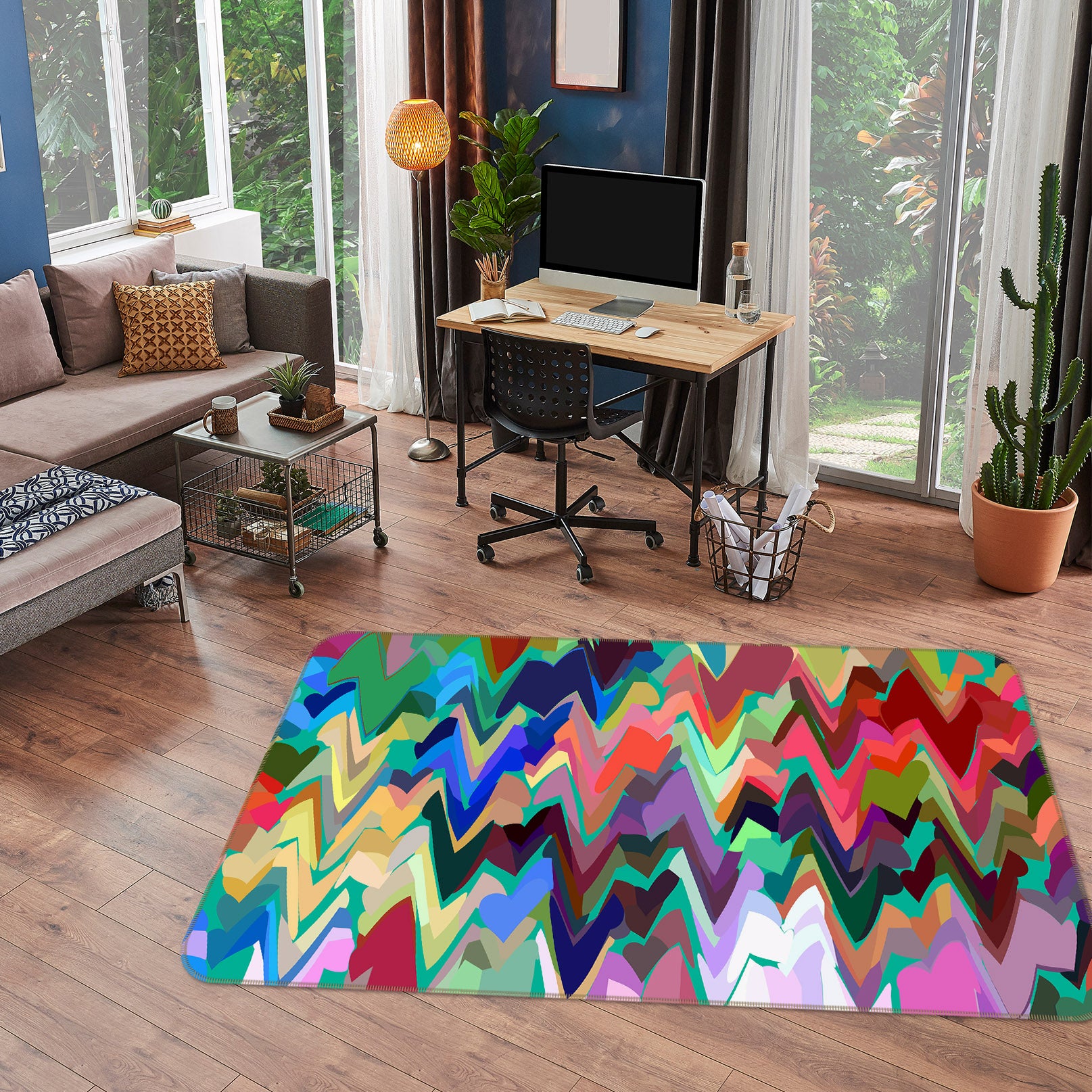 3D Colorful Waves 70060 Shandra Smith Rug Non Slip Rug Mat