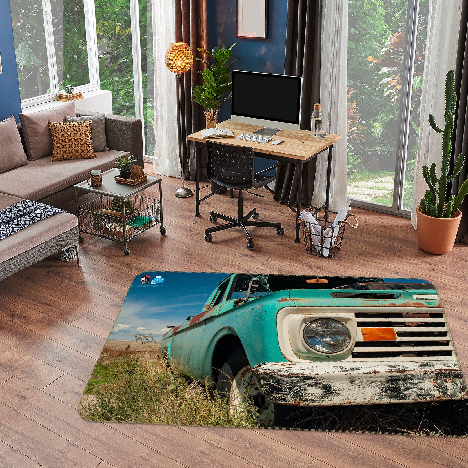 3D Outdoor Pickup Truck 5101 Beth Sheridan Rug Non Slip Rug Mat
