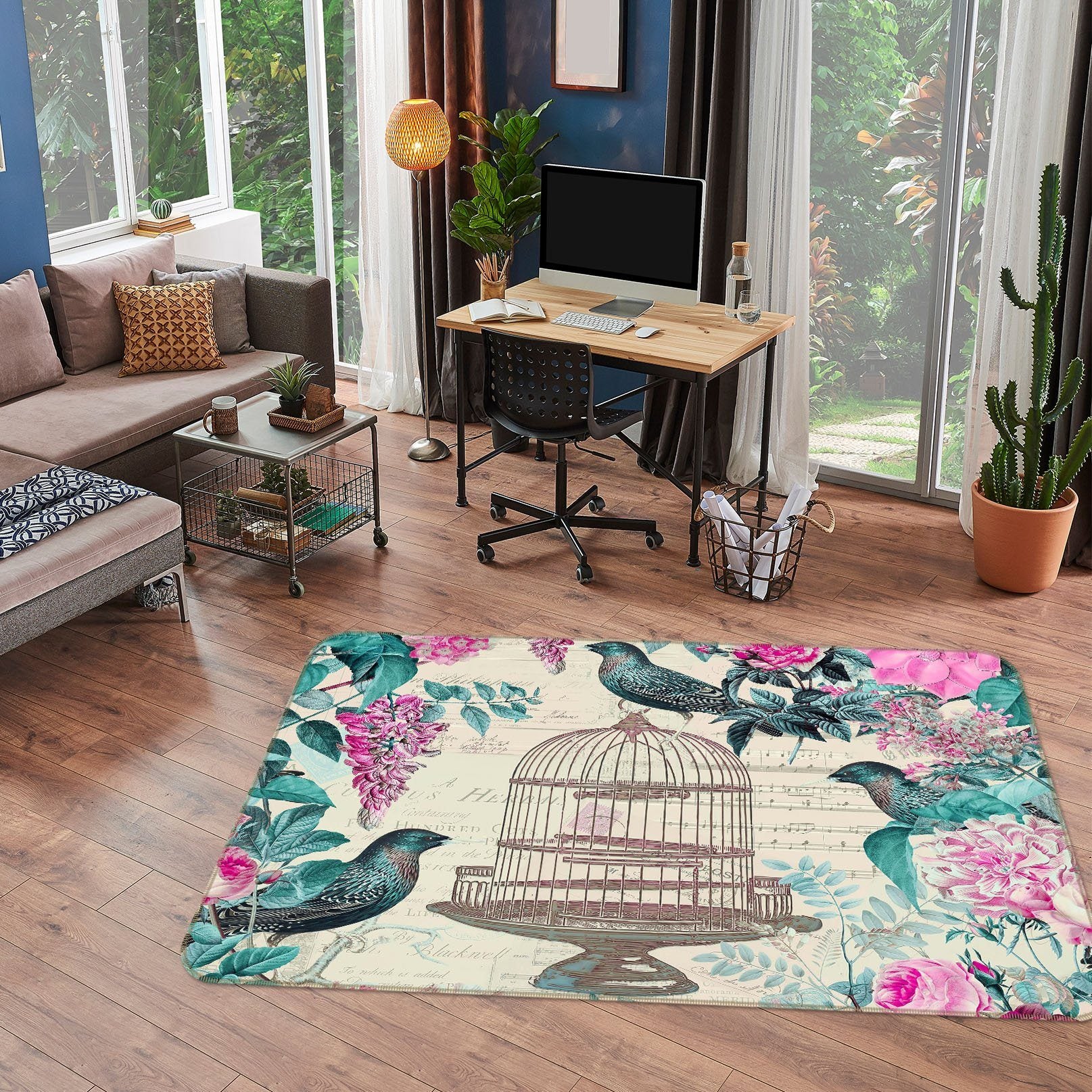 3D Bird Cage 1004 Andrea haase Rug Non Slip Rug Mat Mat AJ Creativity Home 