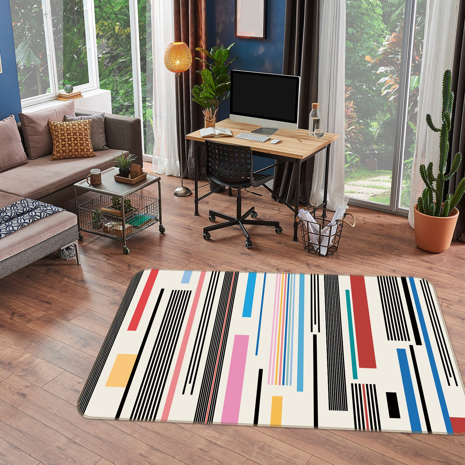 3D Color Vertical Bar 35021 Non Slip Rug Mat
