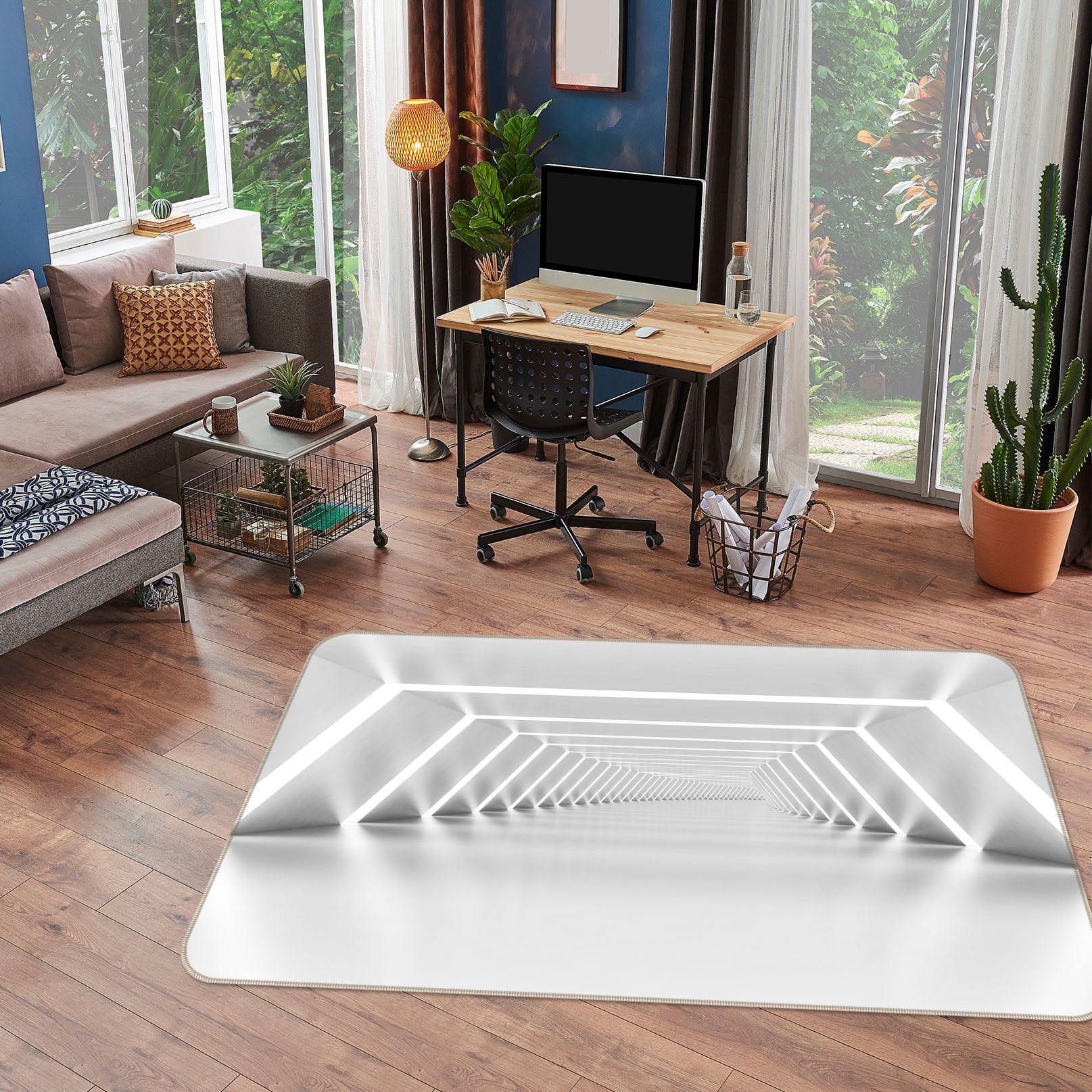3D Light Tunnel 36058 Non Slip Rug Mat
