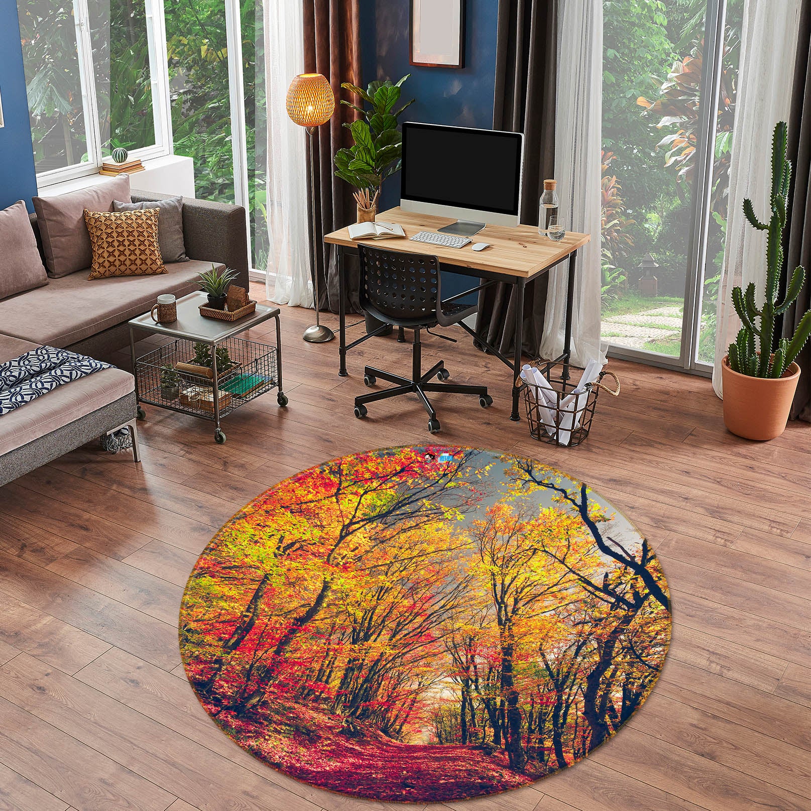 3D Forest 75096 Round Non Slip Rug Mat