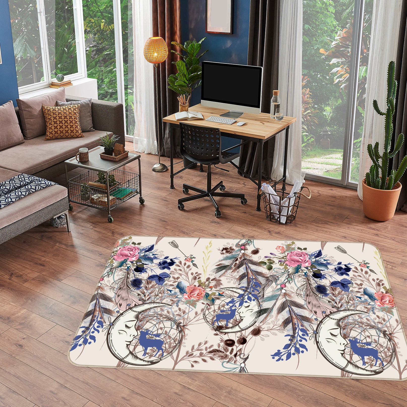 3D Flowers Dreamcatcher 37066 Non Slip Rug Mat