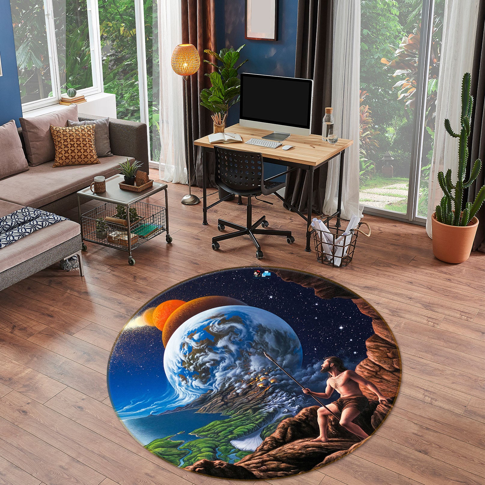 3D Planet Earth 85127 Jerry LoFaro Rug Round Non Slip Rug Mat