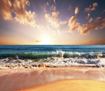 3D Sunset Glow And Beach Wave Wallpaper AJ Wallpaper 