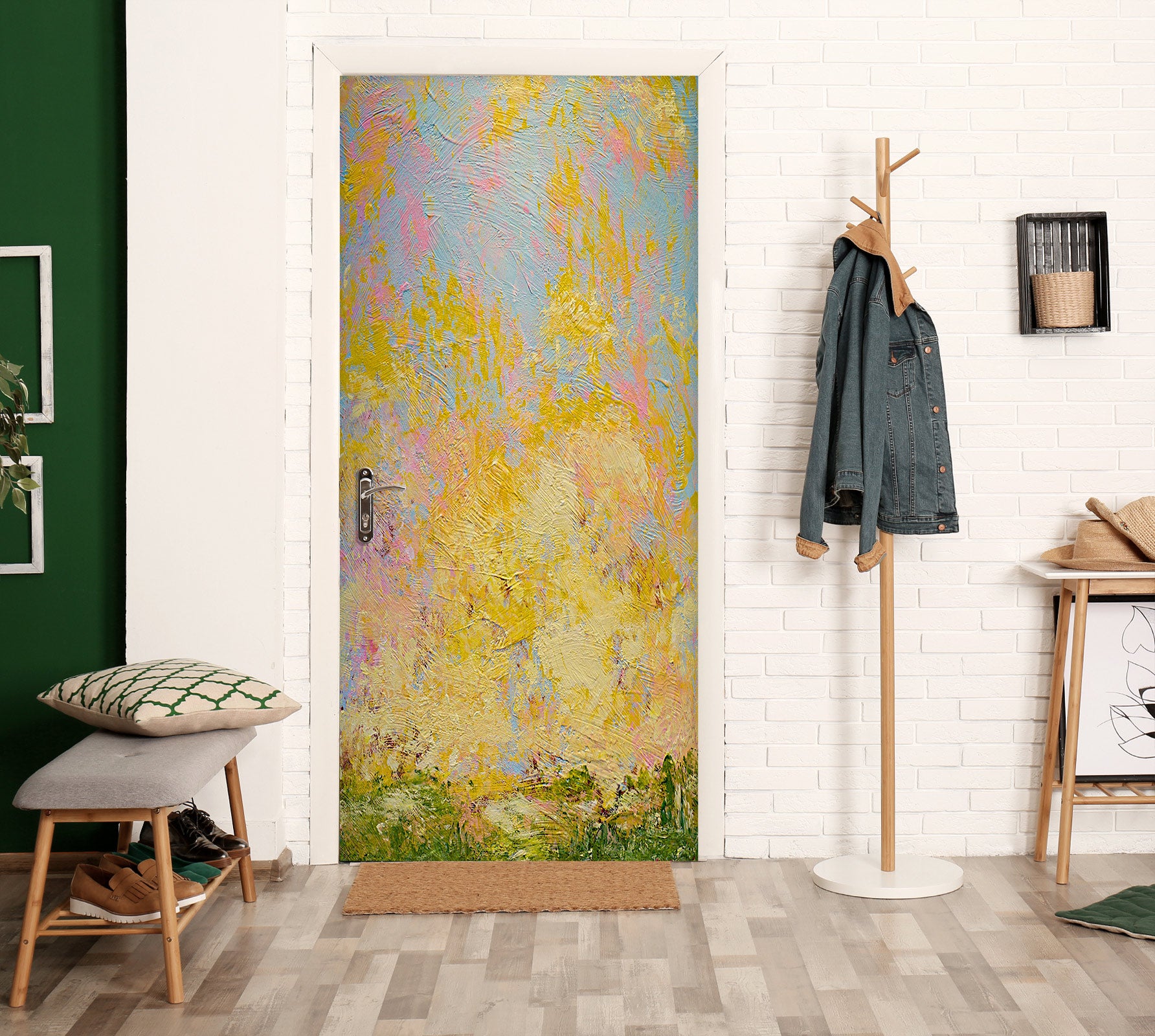 3D Yellow Oil Painting Pattern 93100 Allan P. Friedlander Door Mural