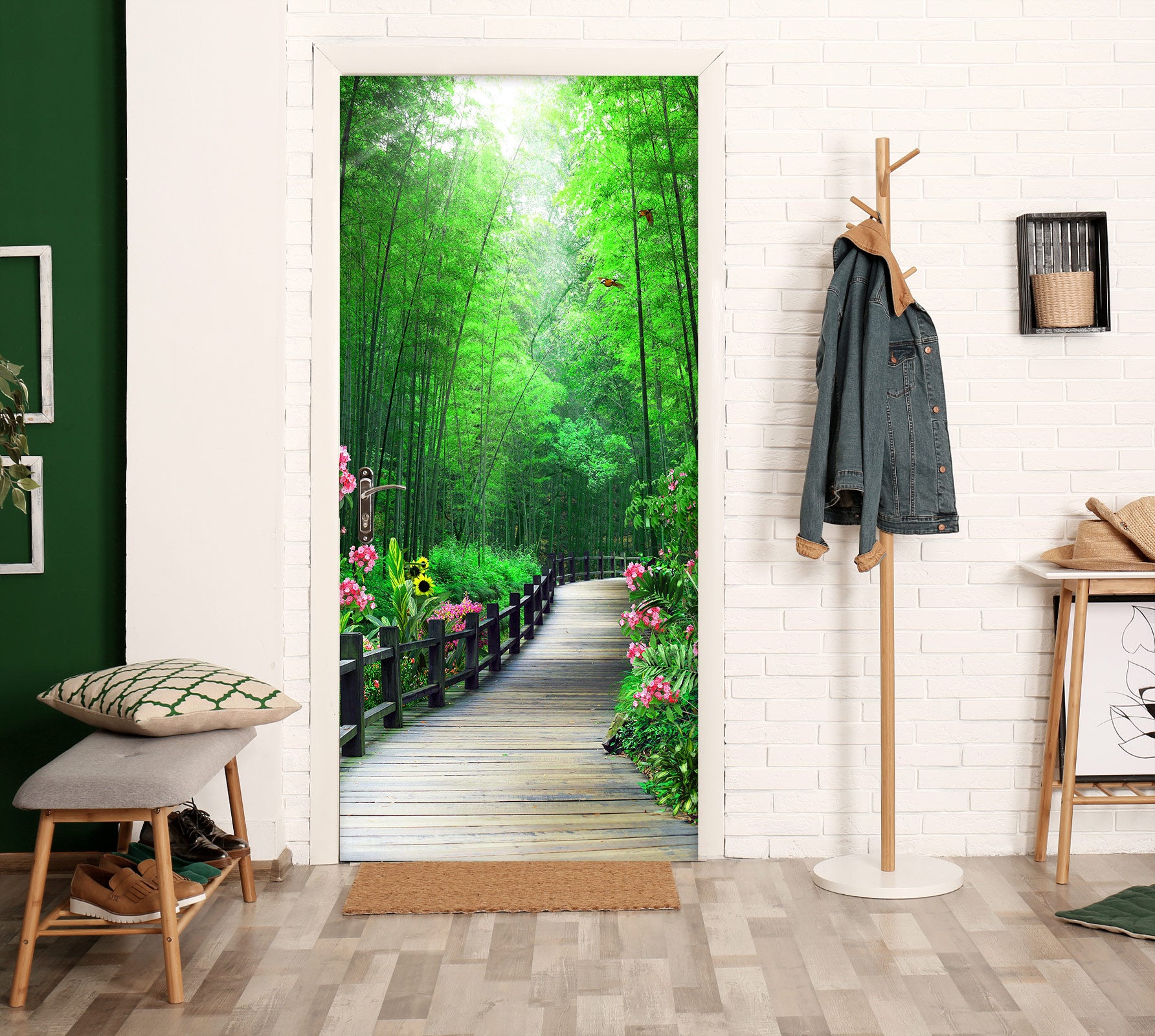 3D Bamboo Forest Path 23071 Door Mural