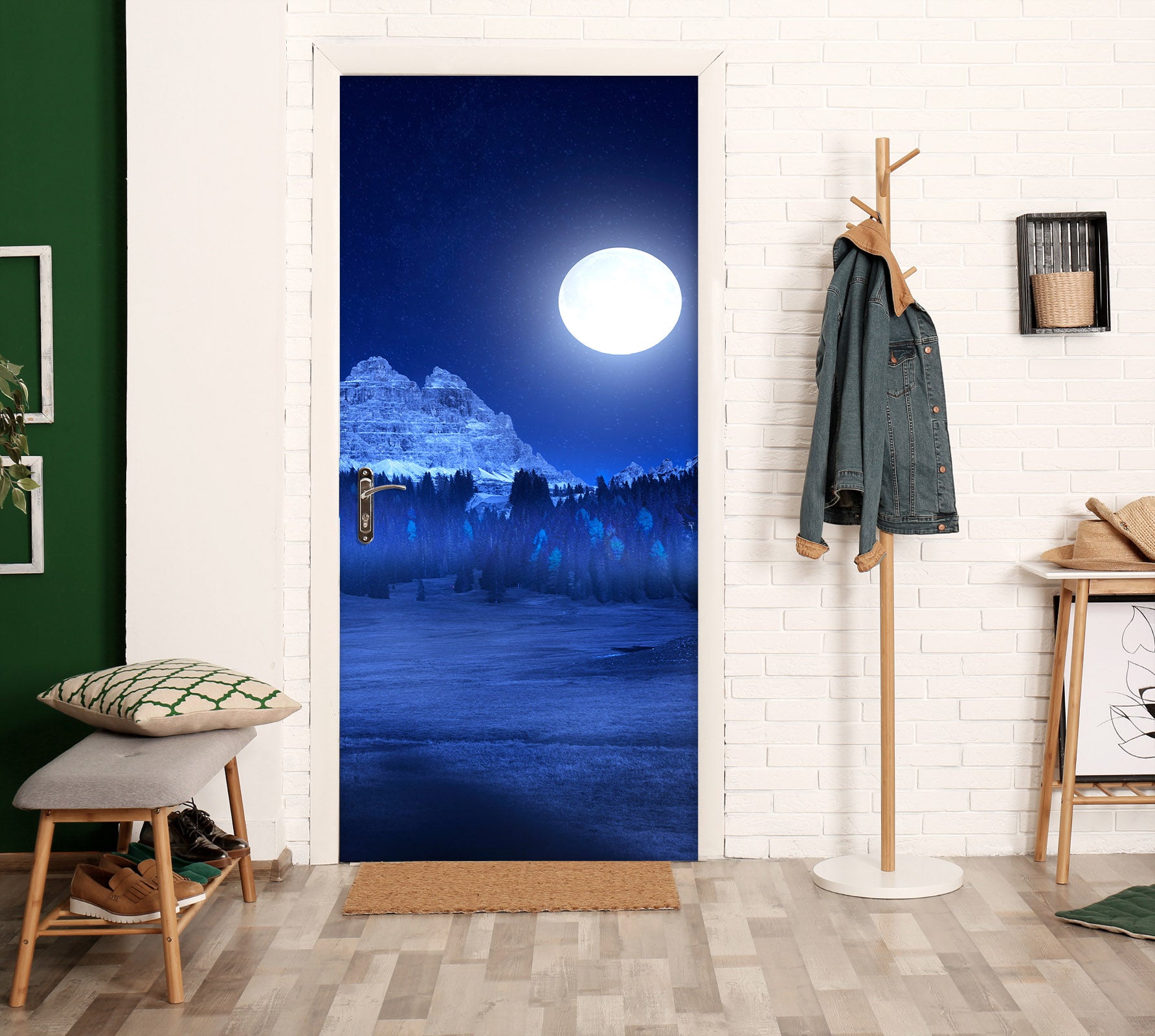 3D Moon Snow Mountain 122129 Marco Carmassi Door Mural
