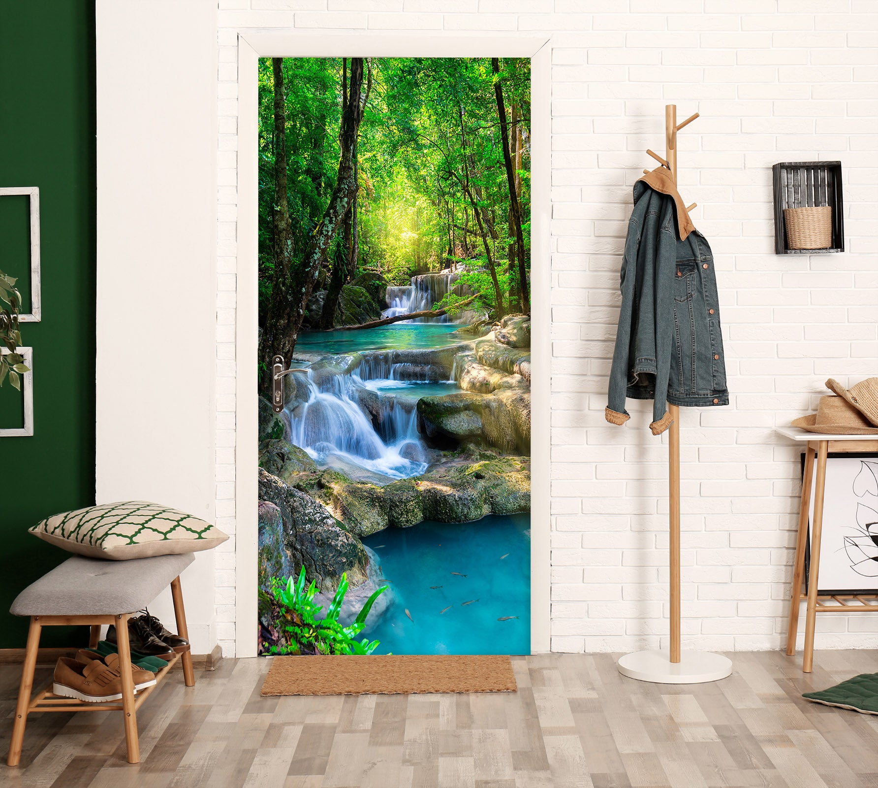 3D Forest Water 25073 Door Mural