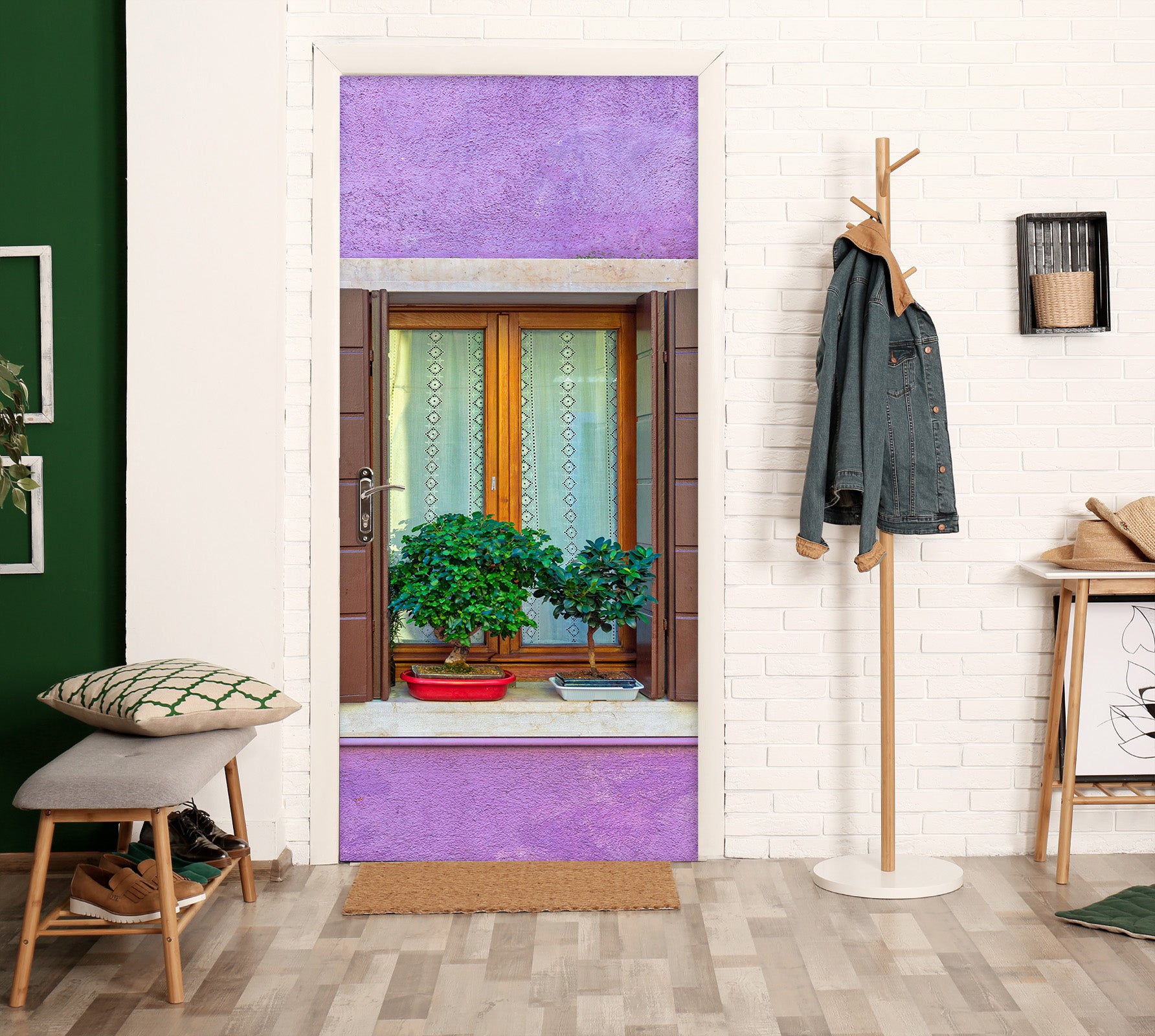 3D Purple Wall Window 12230 Marco Carmassi Door Mural