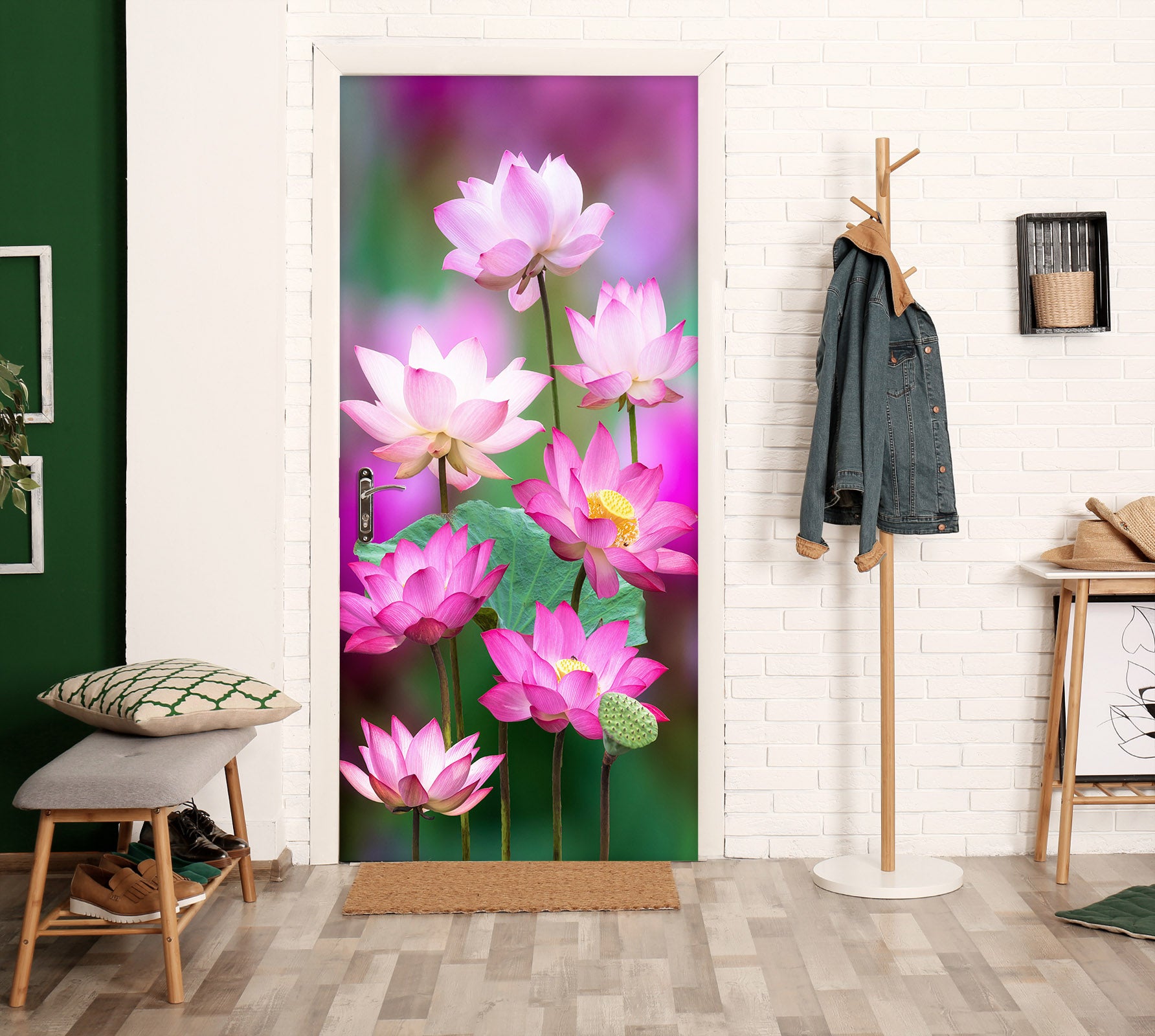 3D Many Lotus 25169 Door Mural