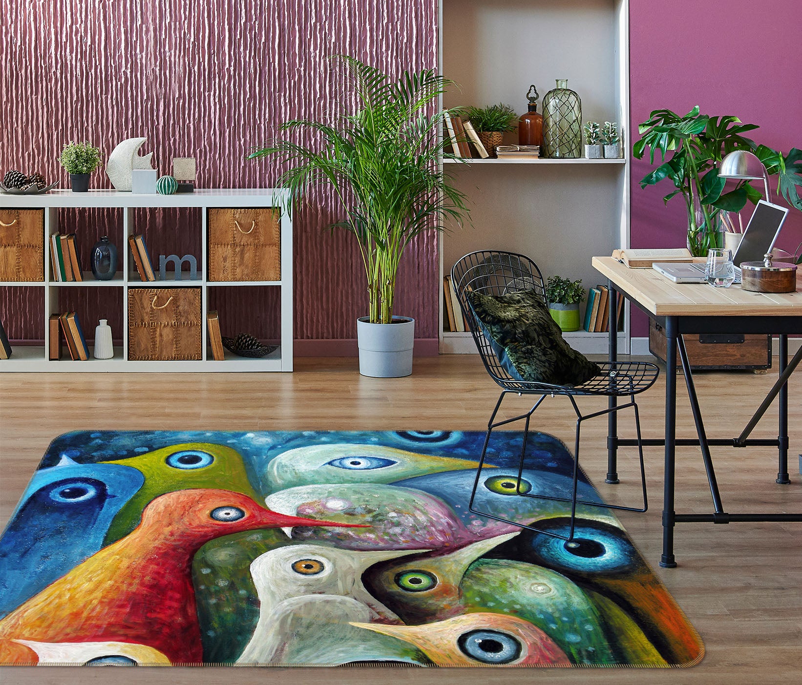 3D Abstract Bird 33138 Non Slip Rug Mat