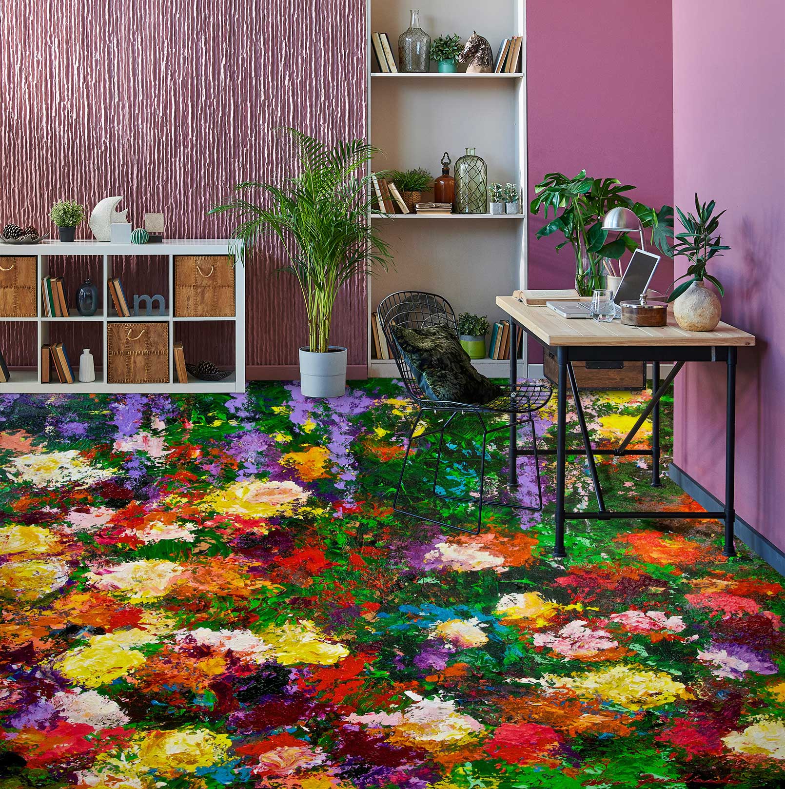3D Oil Painting Colorful Flowers 9633 Allan P. Friedlander Floor Mural