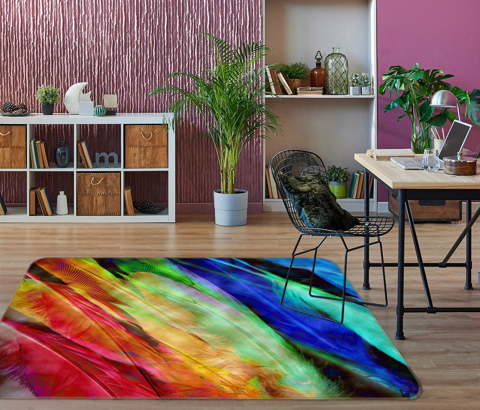 3D Colored Feathers 70041 Shandra Smith Rug Non Slip Rug Mat