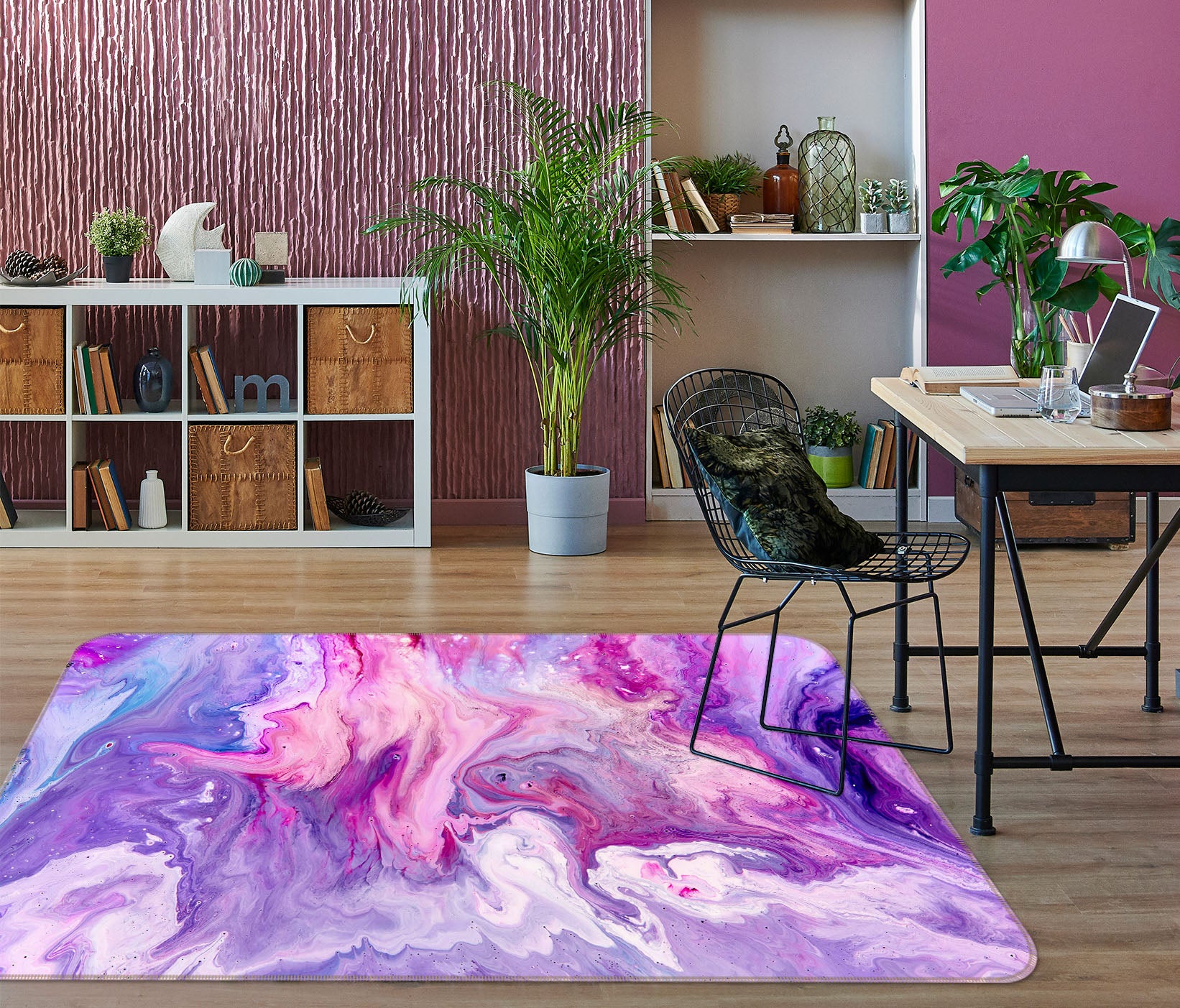 3D Purple Pink Texture 27105 Non Slip Rug Mat